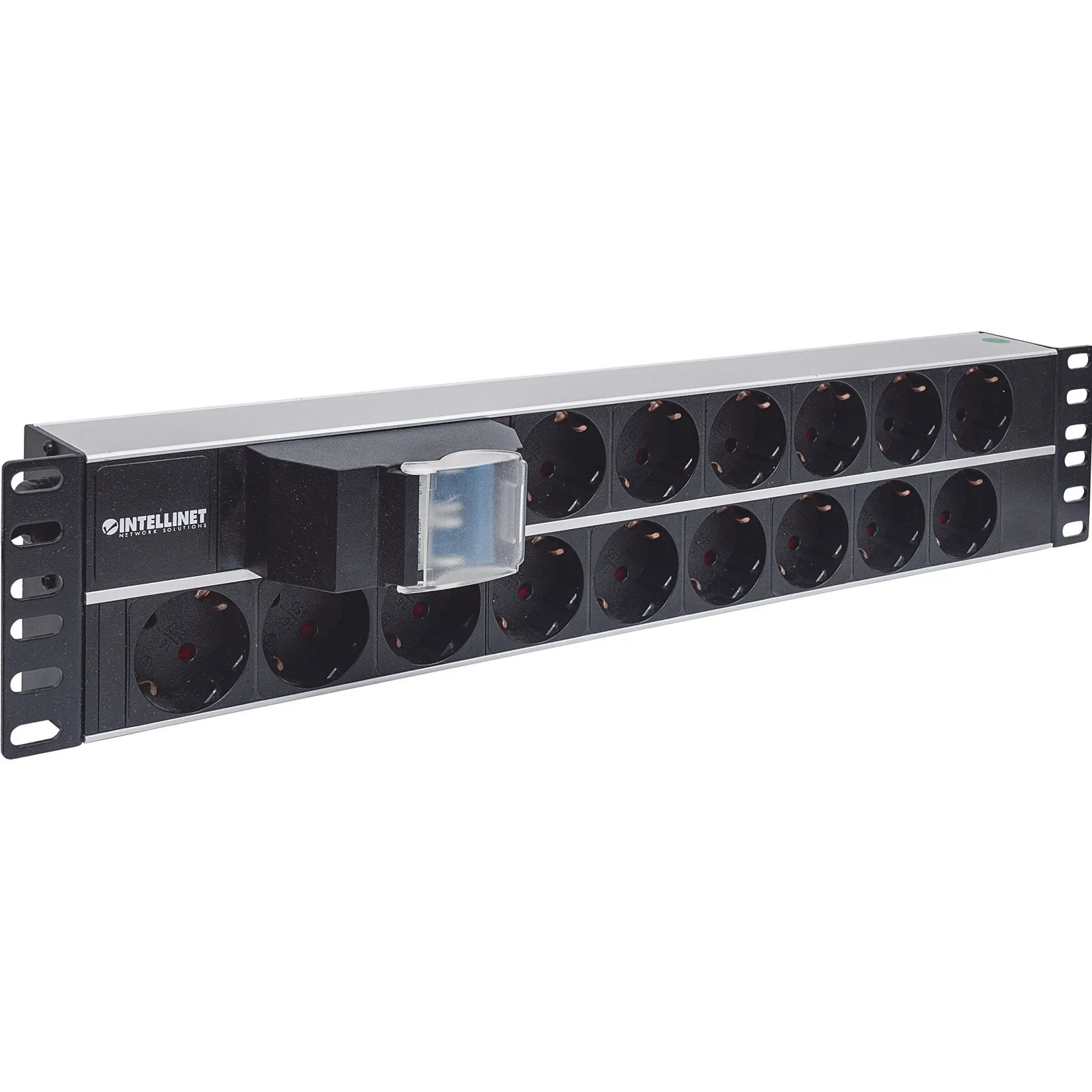 Intellinet Unité de distribution d’alimentation (PDU) 19" 2U à 15 prises EU, avec double interrupteur, unité de distribution d’alimentation, prises EU CEE 7/3, câble d’alimentation 3 m, sortie, montage en rack, garantie trois ans