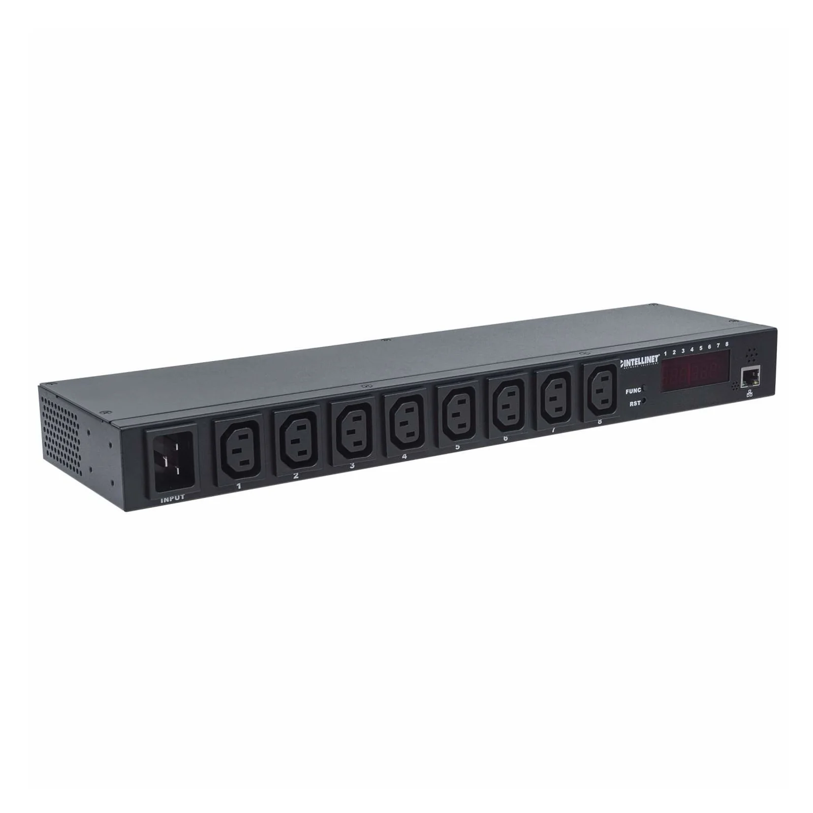 Intellinet Unité de distribution d’alimentation (PDU) intelligent 19" 1U à 8 ports, prises C13, entrée C20, surveillance de l’alimentation, de la température et de l’humidité, unité de distribution d’alimentation, sortie, montage en rack, garantie trois ans