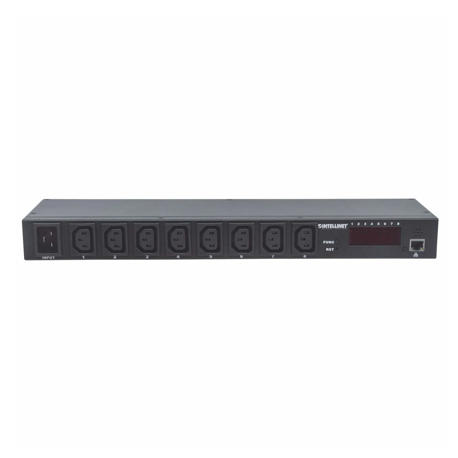 Intellinet Unité de distribution d’alimentation (PDU) intelligent 19" 1U à 8 ports, prises C13, entrée C20, surveillance de l’alimentation, de la température et de l’humidité, unité de distribution d’alimentation, sortie, montage en rack, garantie trois ans