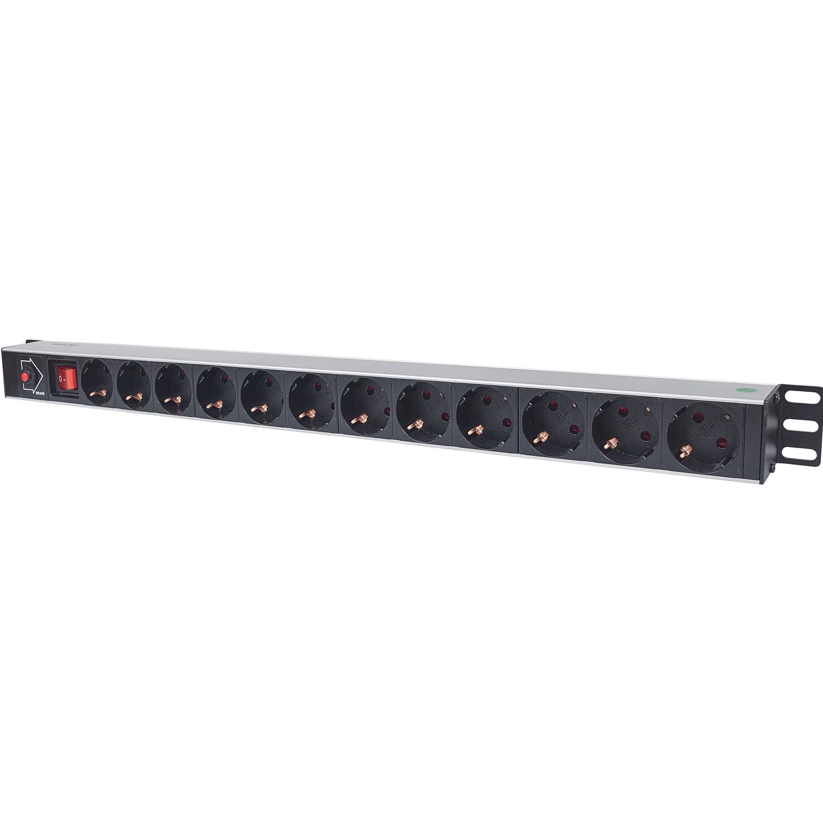 Unité de distribution d’alimentation (PDU) vertical 12 prises (UE), avec interrupteur marche/arrêt et protection surcharge, unité de distribution d’alimentation, prises UE CEE 7/3, cordon 1,8 m, montage en rack, garantie trois ans