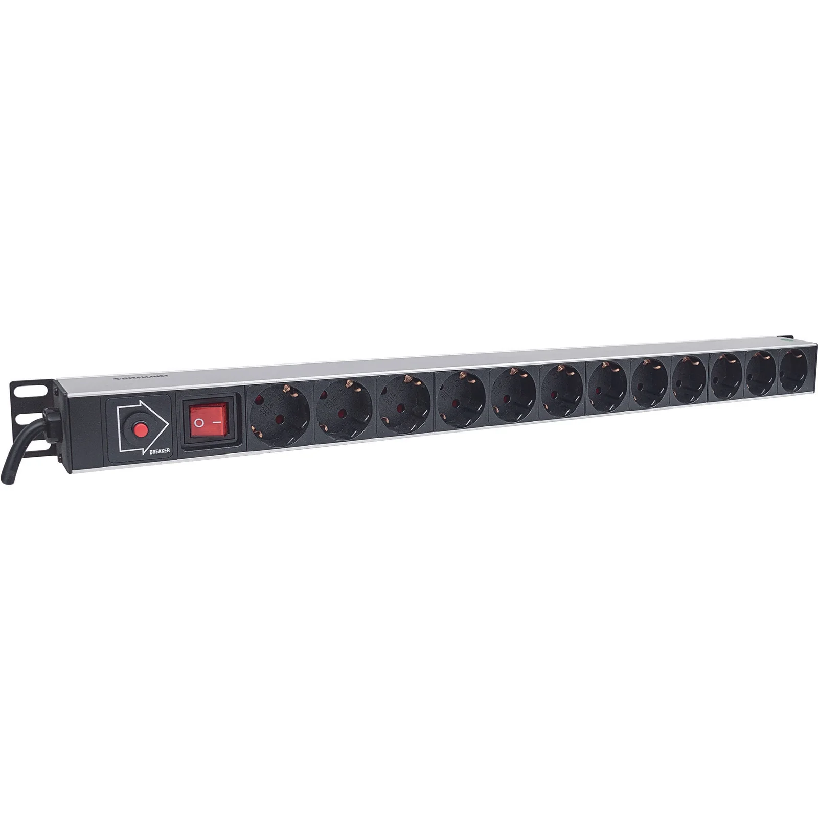 Intellinet Unité de distribution d’alimentation (PDU) vertical 12 prises (UE), avec interrupteur marche/arrêt et protection surcharge, unité de distribution d’alimentation, prises UE CEE 7/3, cordon 1,8 m, montage en rack, garantie trois ans