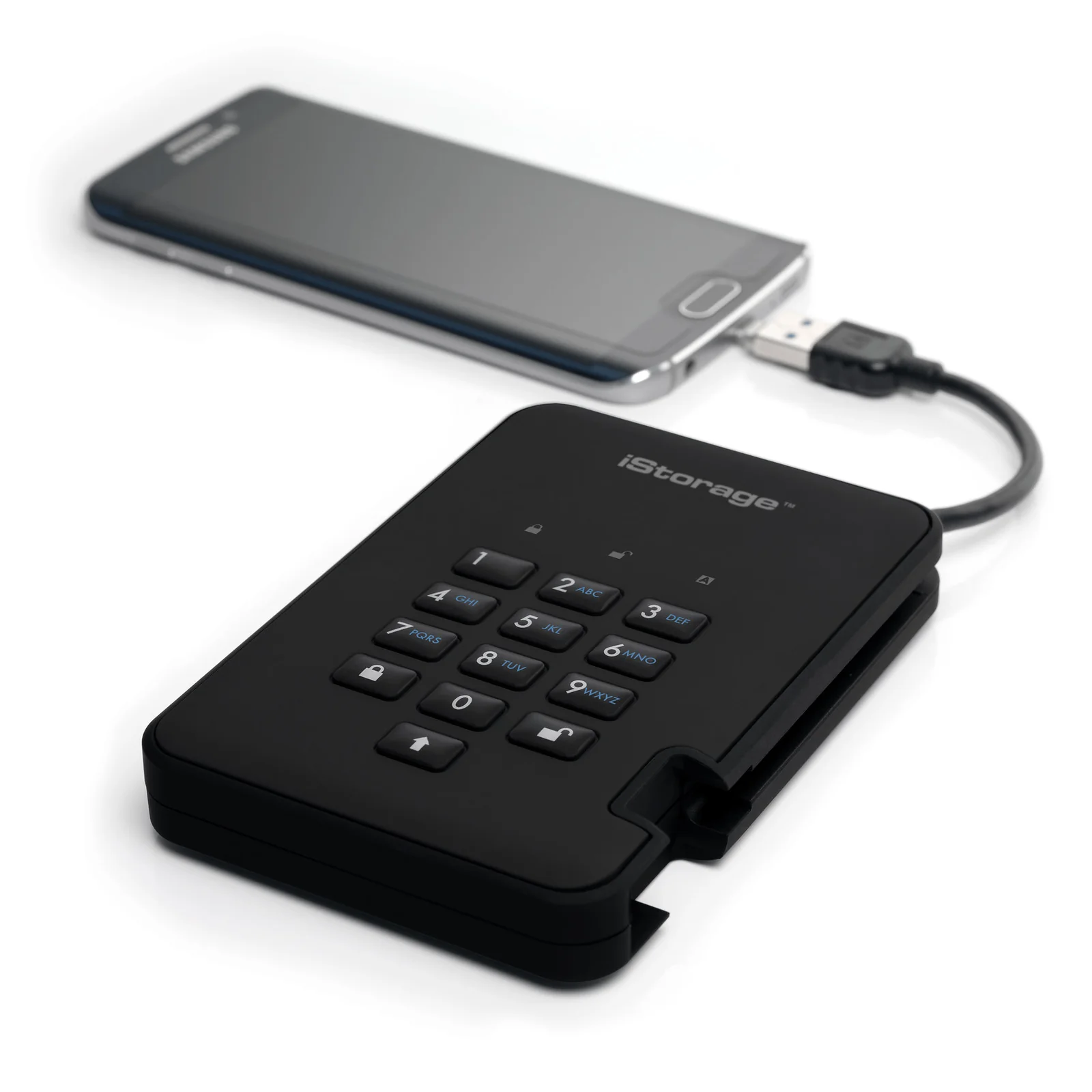iStorage diskAshur2 256-bit 1TB USB 3.2 secure encrypted hard drive - Black IS-DA2-256-1000-B