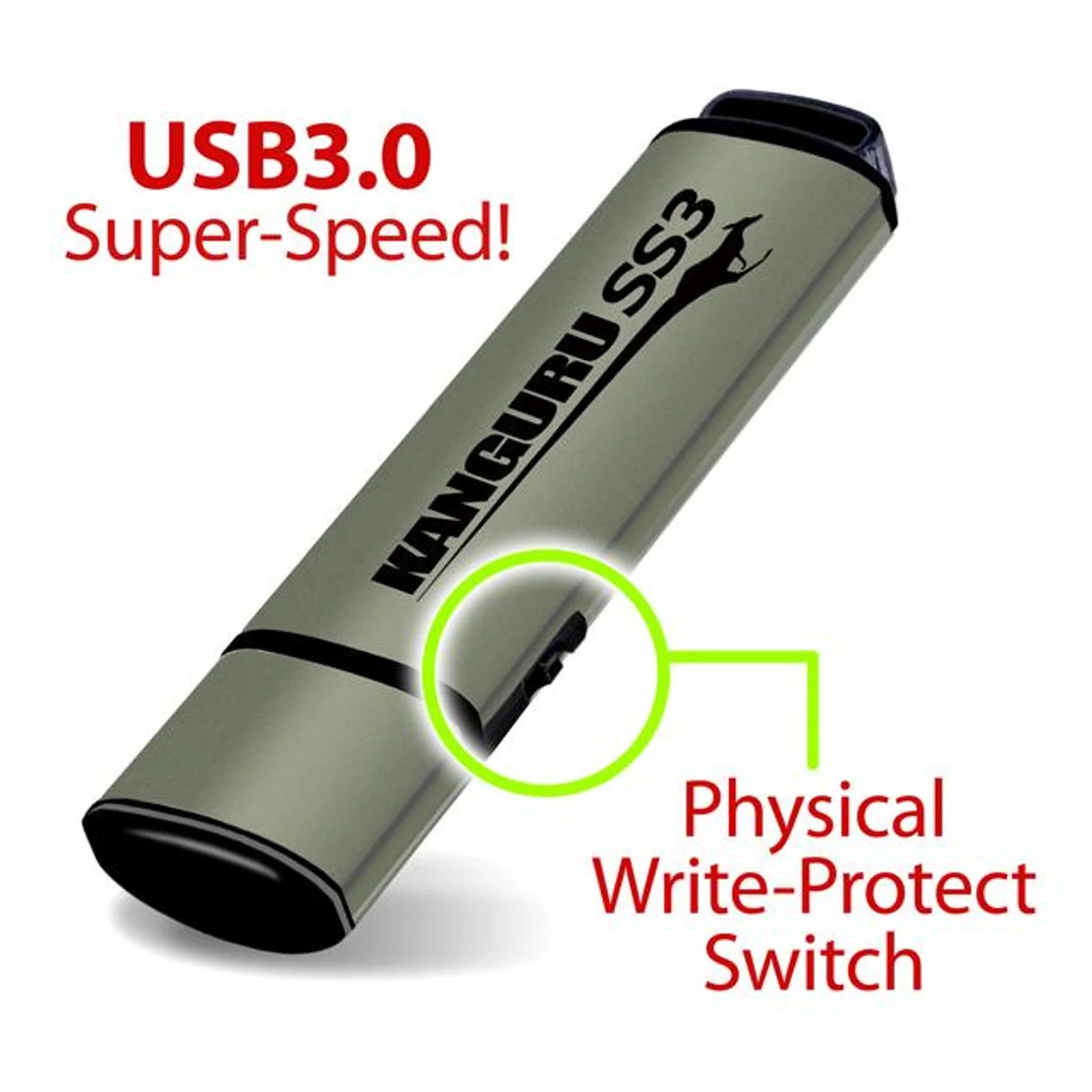 iStorage Kanguru 64GB SS3 USB3.0 lecteur USB flash 64 Go USB Type-A 3.2 Gen 1 (3.1 Gen 1) Aluminium