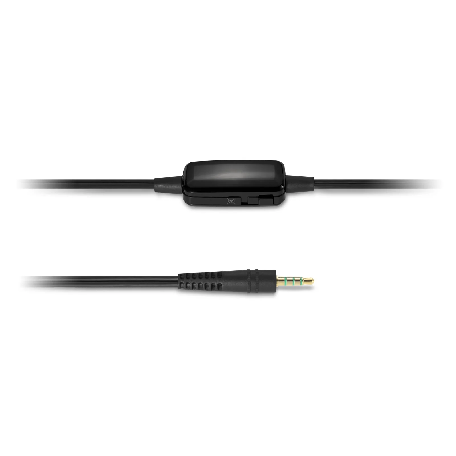 Gros plan sur le contrôleur en ligne du câble avec connecteur jack 3,5 mm