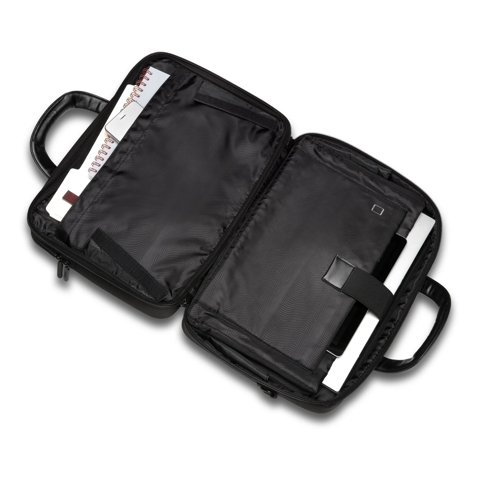 Compartiment principal ouvert de la Kensington Contour 2.0, rembourrage interne visible, vide