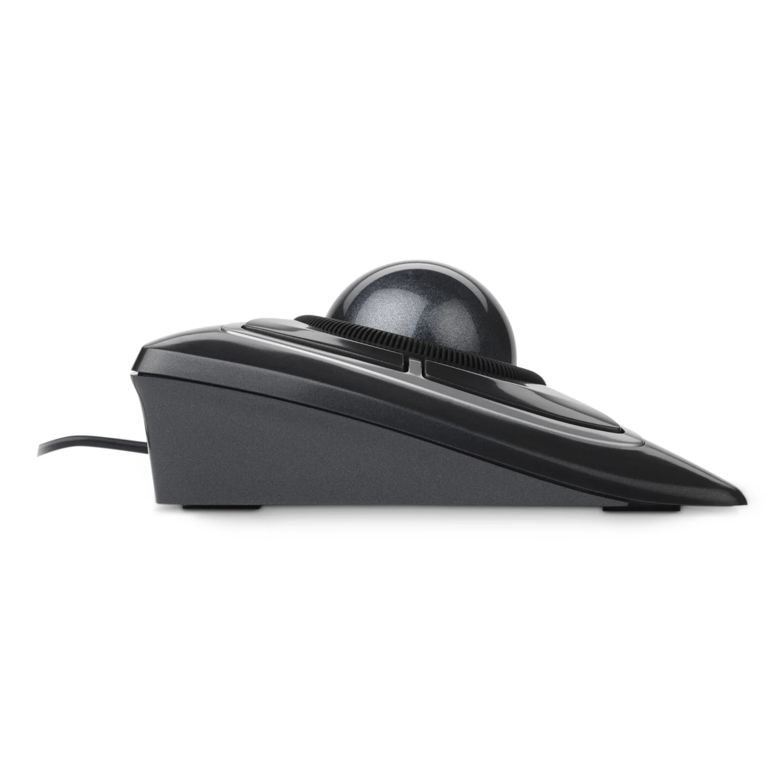 Trackball Kensington Expert Mouse, vue latérale, câble USB noir visible