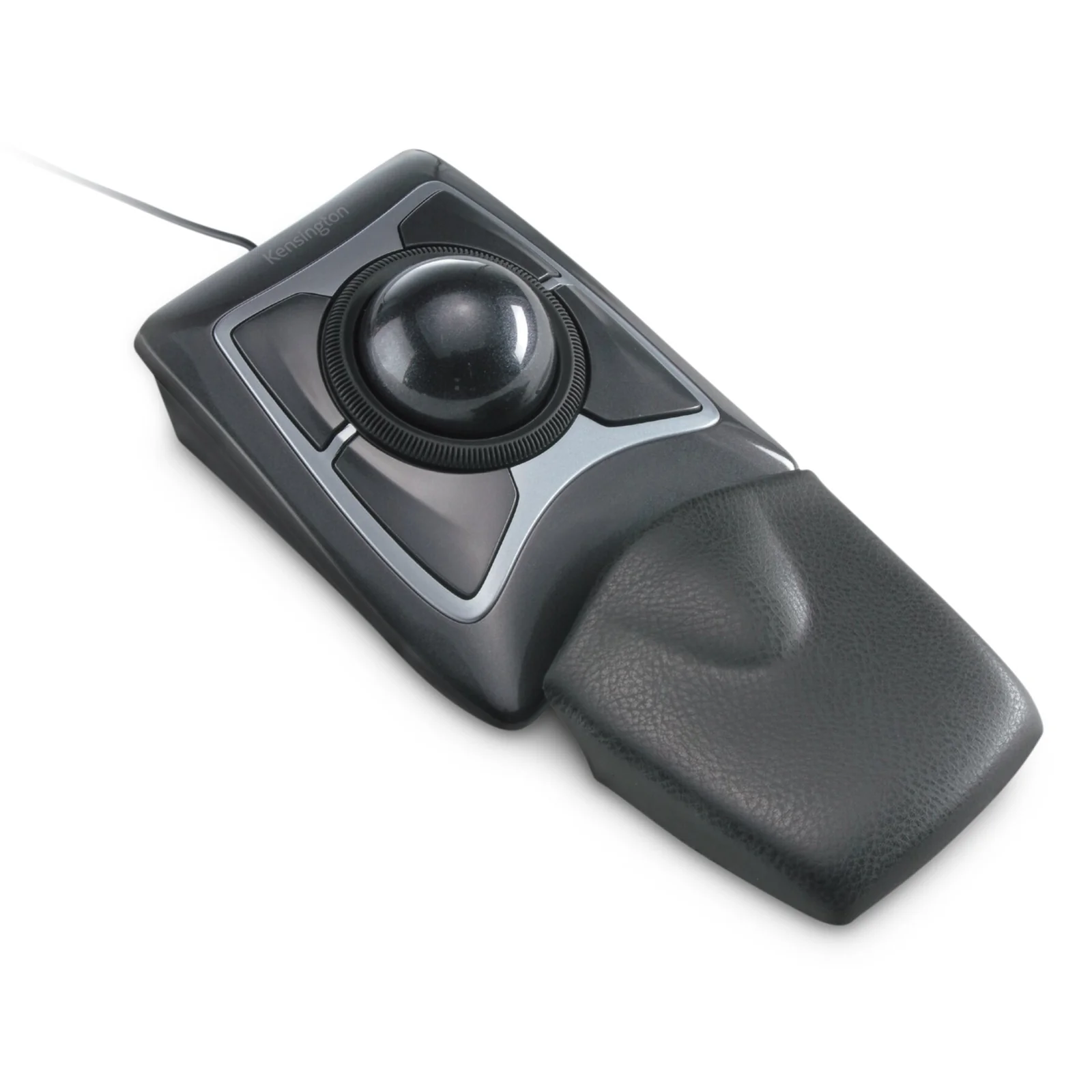 Trackball Kensington Expert Mouse avec repose-poignet, vue de côté légèrement en plongée