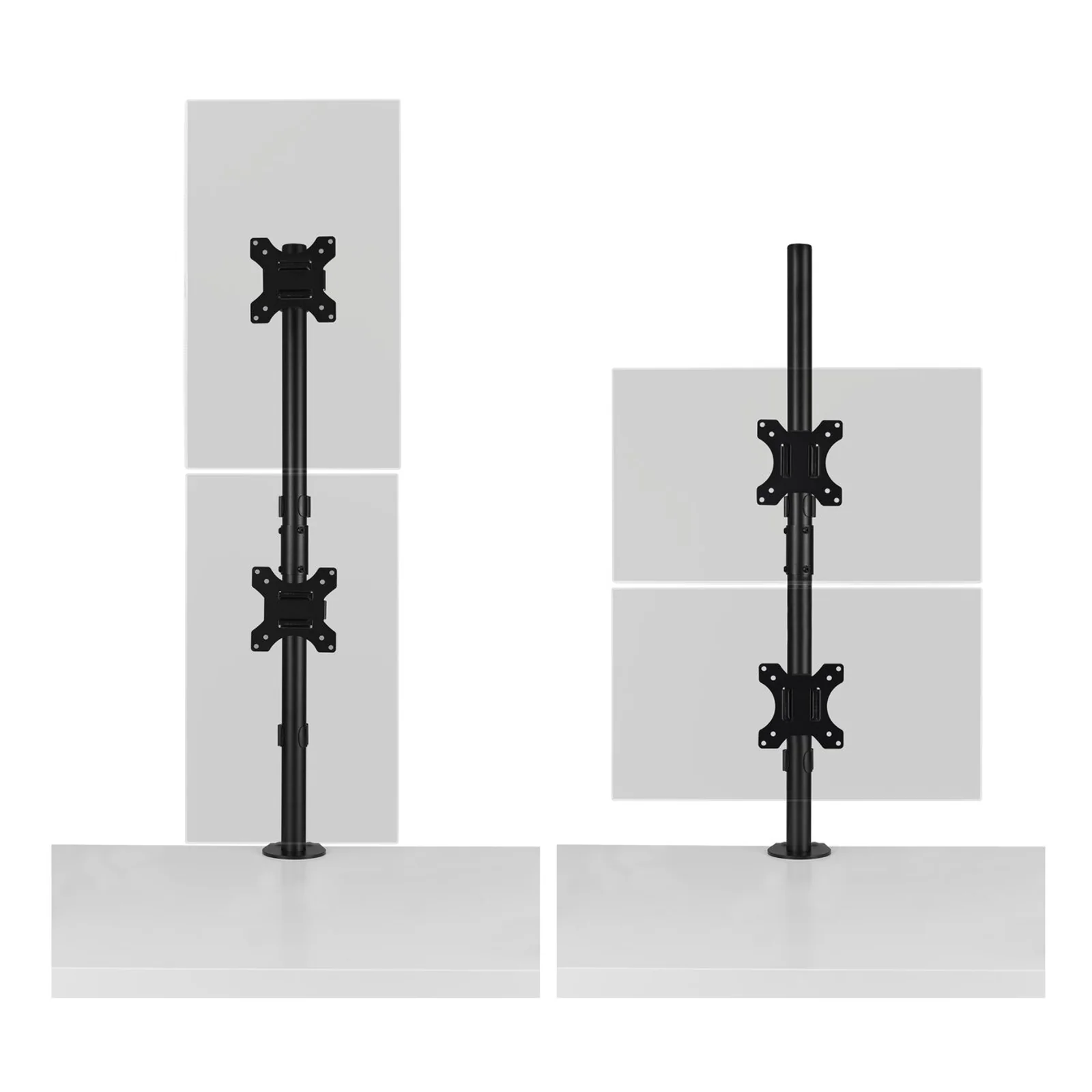 Comparaison deux configurations du bras, orientations différentes, fond blanc