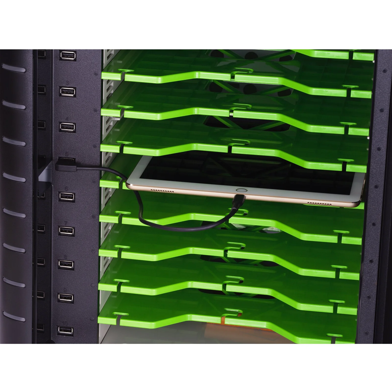 Intérieur d'armoire Kensington, séparateurs plastique verts, emplacements pour tablettes
