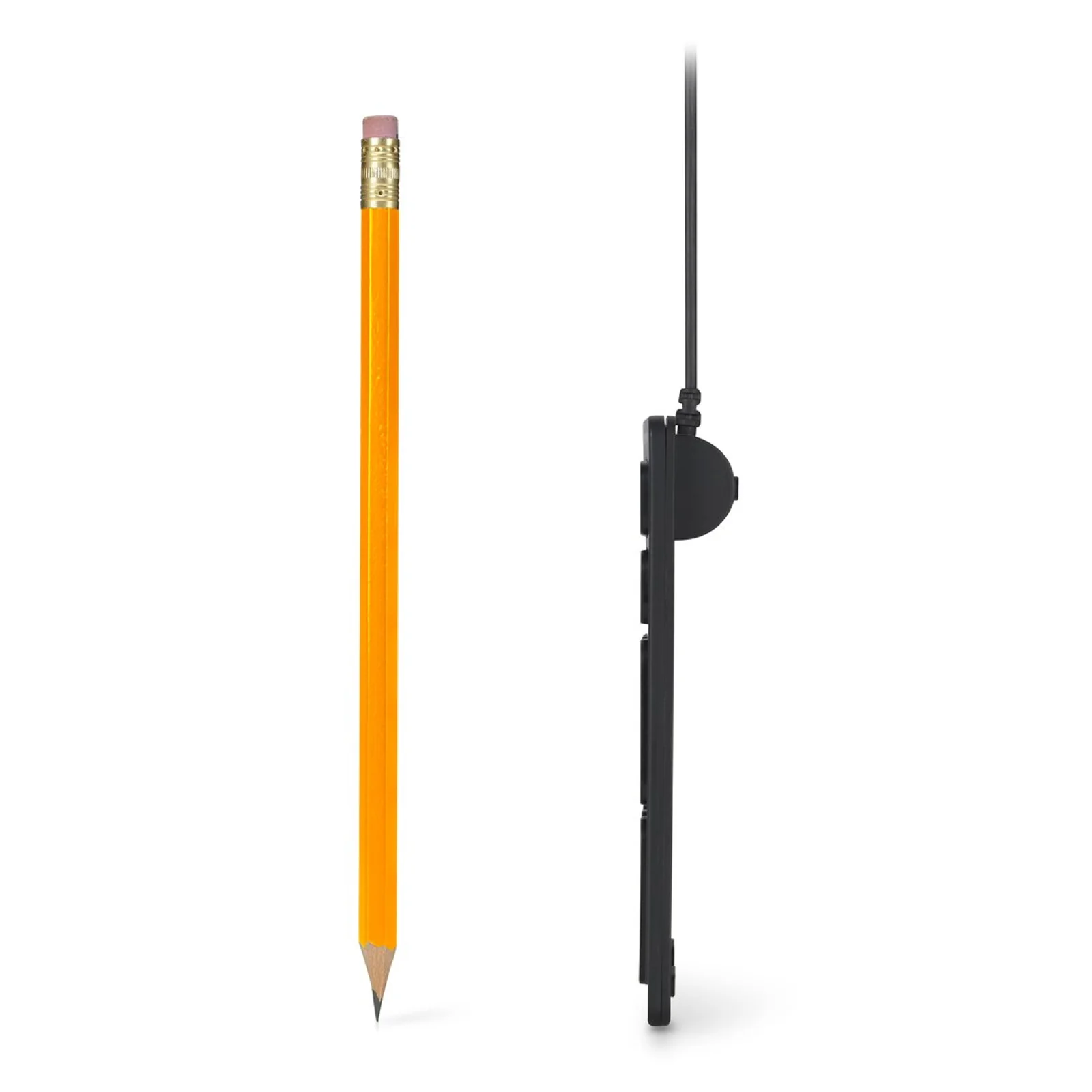 Comparaison épaisseur pavé numérique Kensington K79820WW avec un crayon jaune