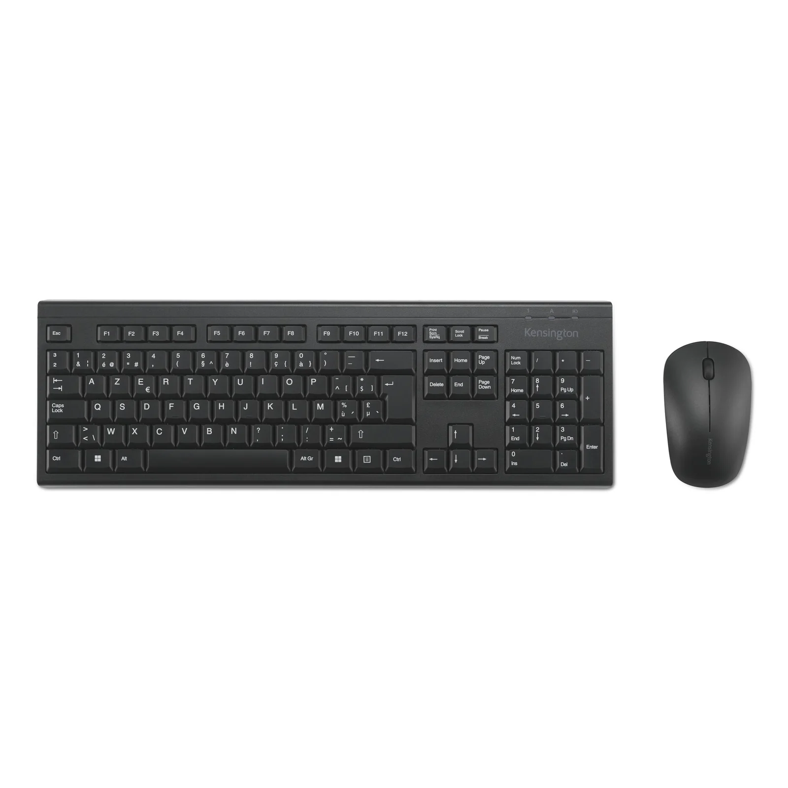 Kit KM150 EQ, clavier et souris noirs sur fond blanc, angle légèrement en hauteur