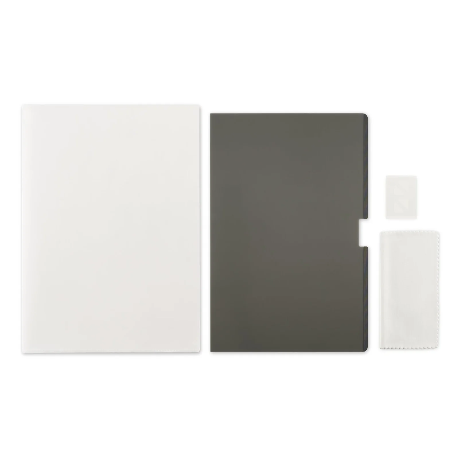 Filtre Kensington MagPro Elite posé à plat, face claire et face foncée, vue de dessus