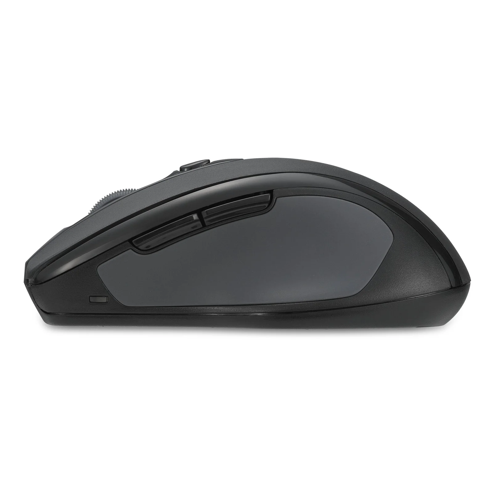 Profil droit de la souris Kensington MY310 EQ montrant la hauteur du boîtier et la molette de défilement