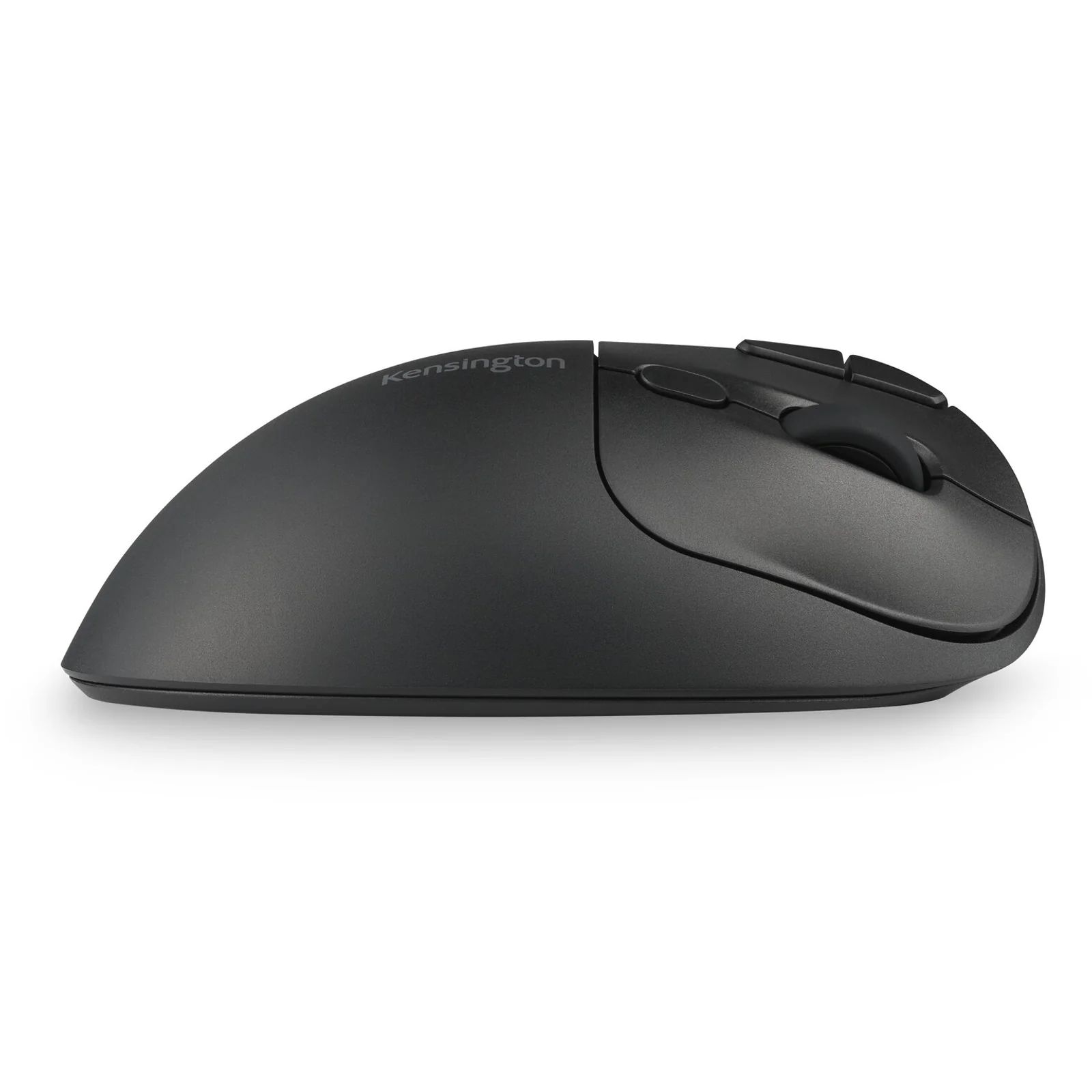 Trackball Kensington TB450, vue de profil droit, coque noire mate sans boule visible