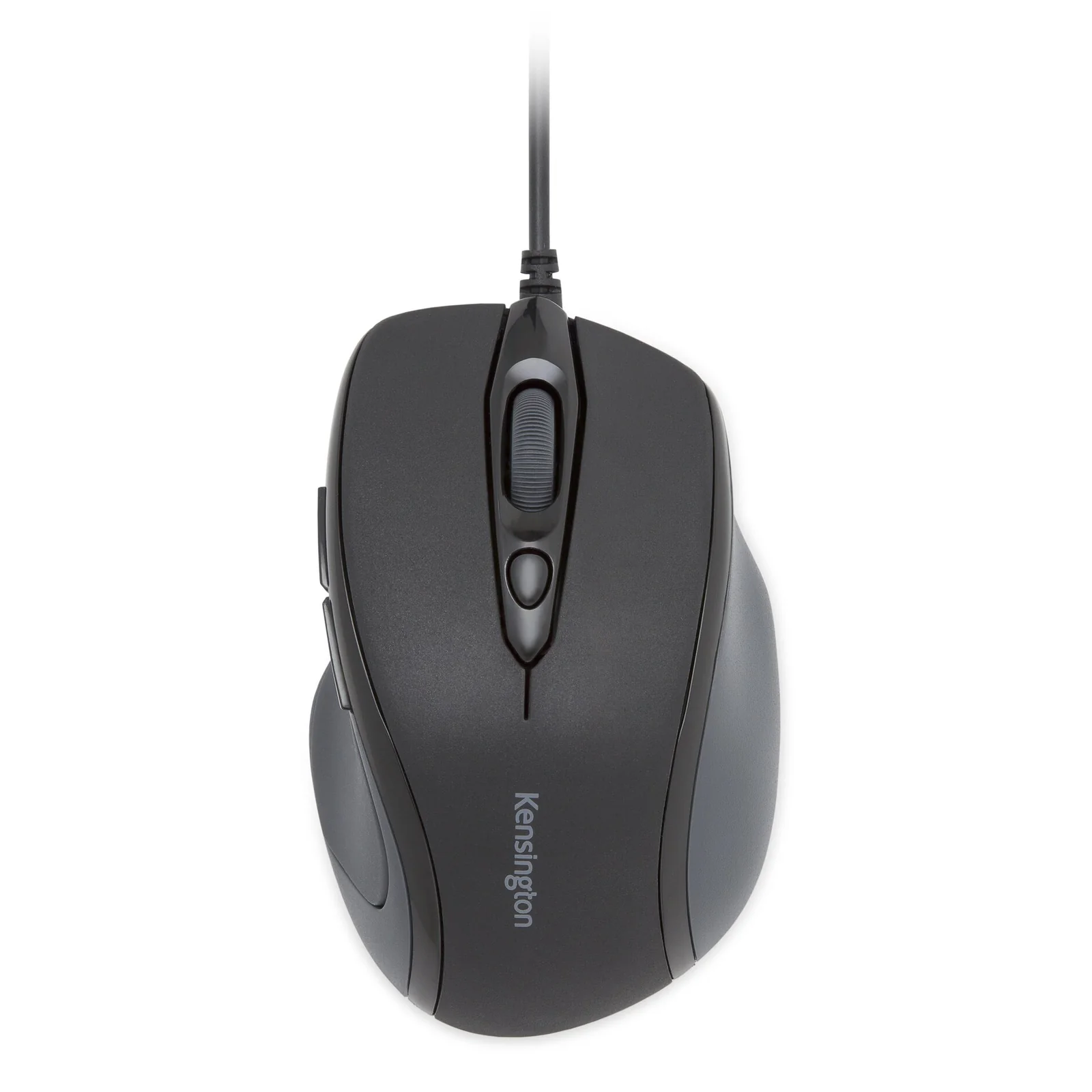 Souris noire Kensington Pro Fit, vue de dessus, boutons latéraux et molette visibles