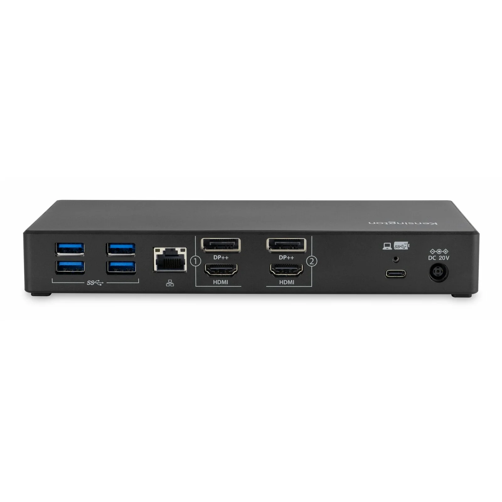 Face arrière station d'accueil Kensington SD4781P EQ noire, ports HDMI, DisplayPort, Ethernet et USB-A