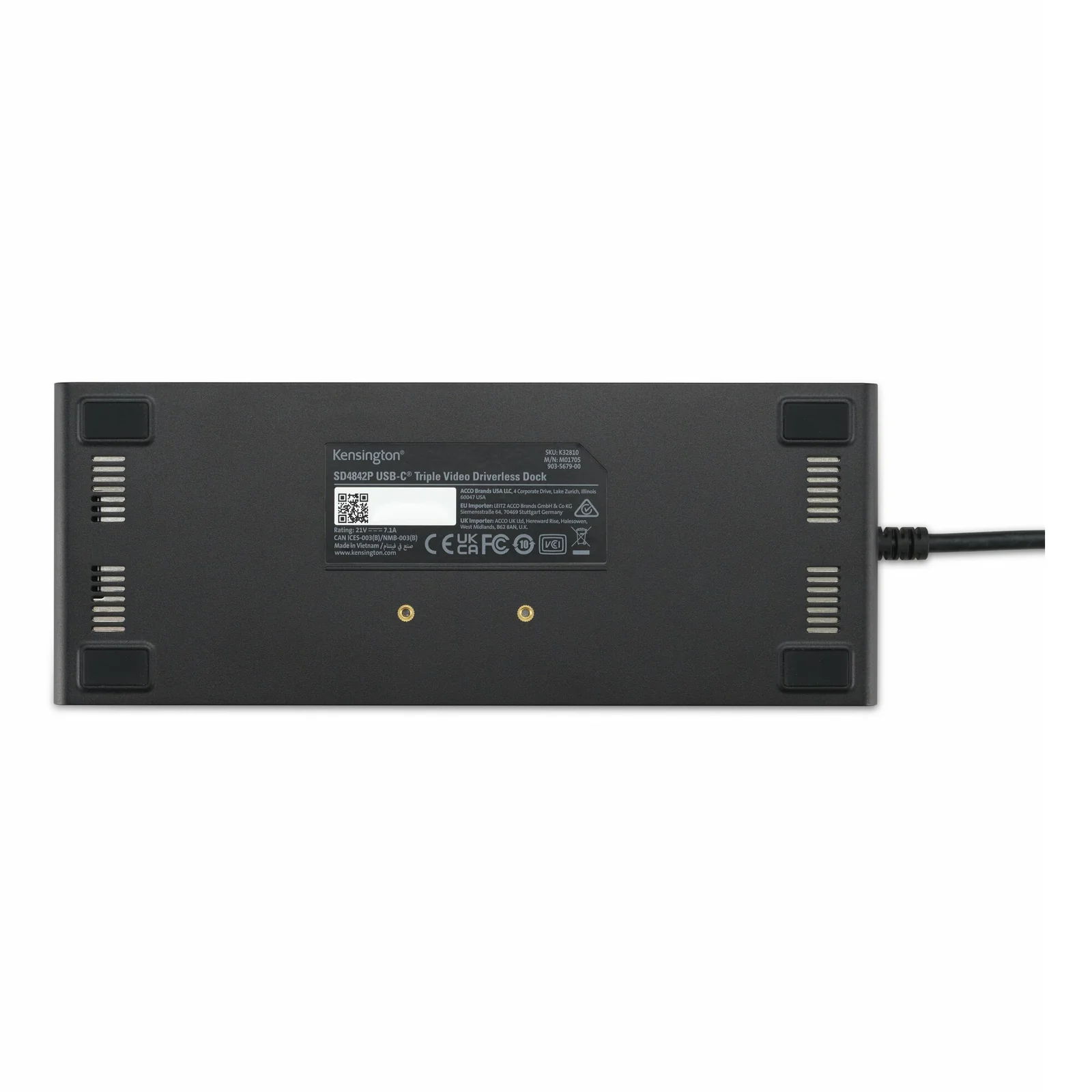 Kensington SD4842P EQ Station d’accueil USB-C sans pilote 10 Gbits/s avec triple sortie vidéo et PD 100 W