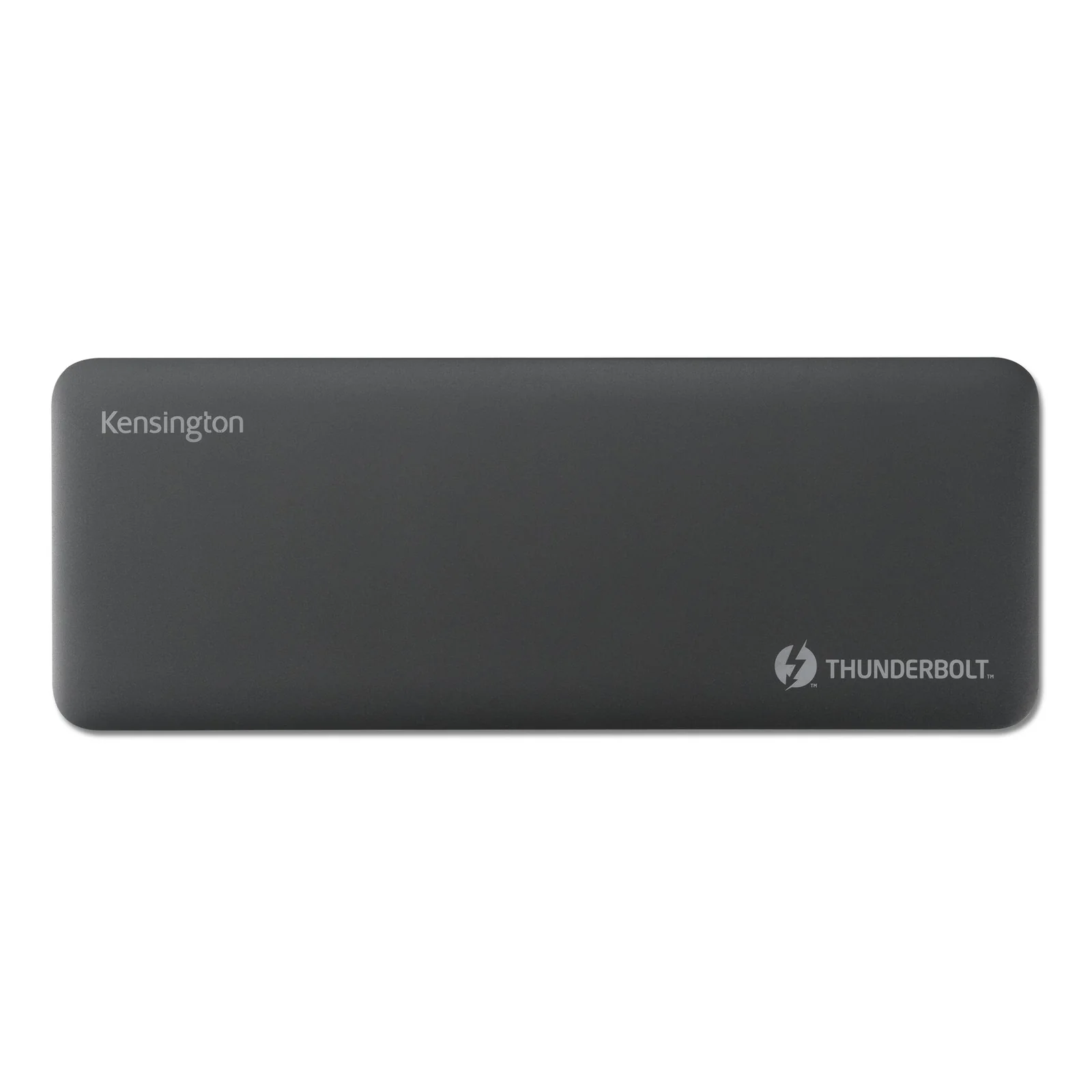 Dessus de la Kensington SD5920T, surface noire mate avec logo Kensington et badge Thunderbolt 4 gravé