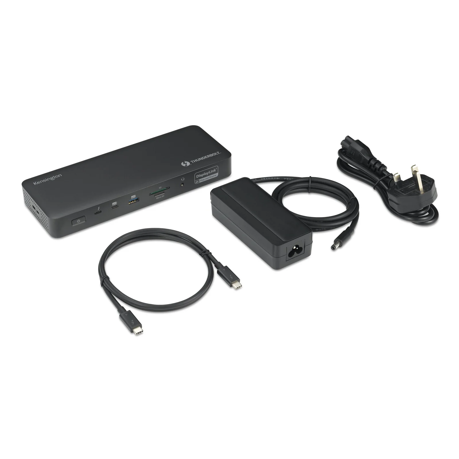 Kit complet Kensington SD5920T posé à plat, câble Thunderbolt 4 et adaptateur secteur européen inclus
