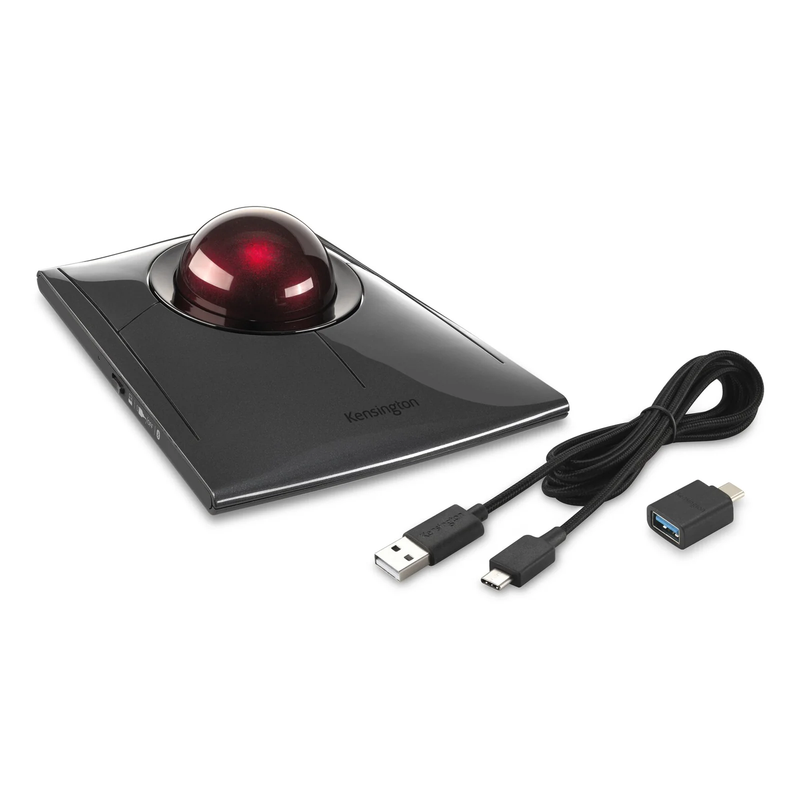 Contenu de la boîte Kensington SlimBlade Pro, trackball, câble USB-C et adaptateur USB-A inclus