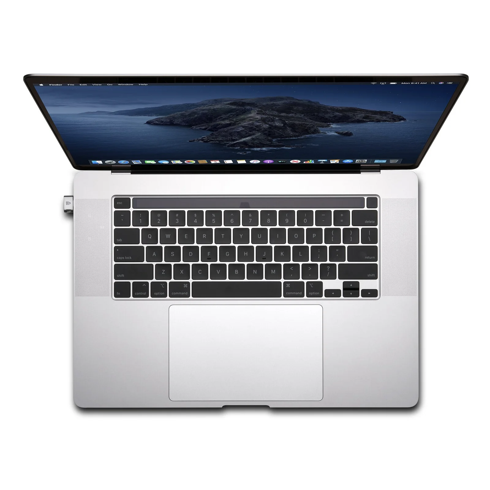 MacBook ouvert, clavier visible, contexte d'utilisation de la clé sur ordinateur portable Apple