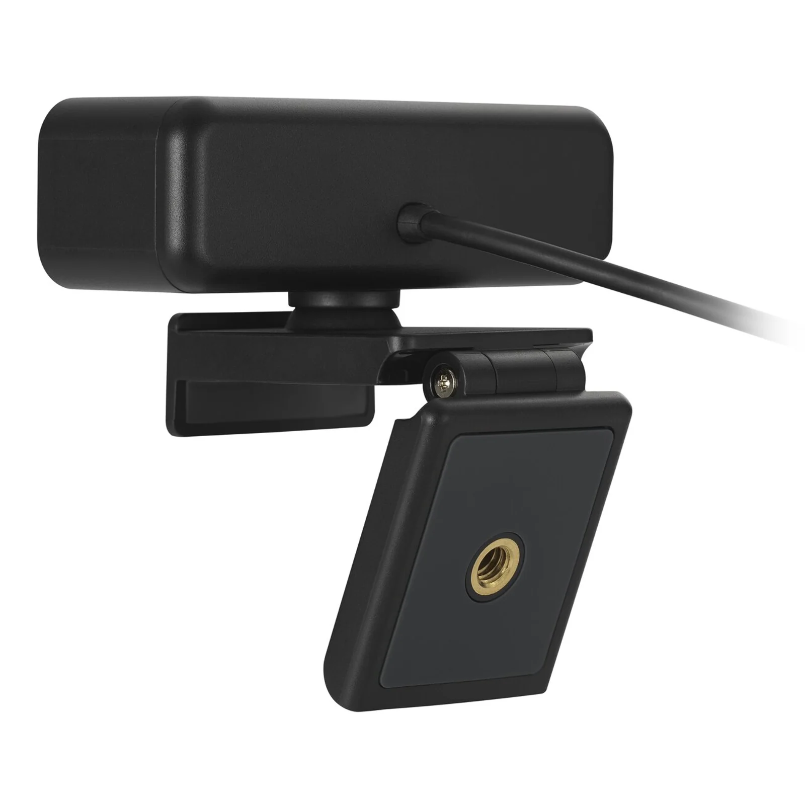 Dessous de la webcam W2050 avec pas de vis standard pour fixation trépied, coloris doré