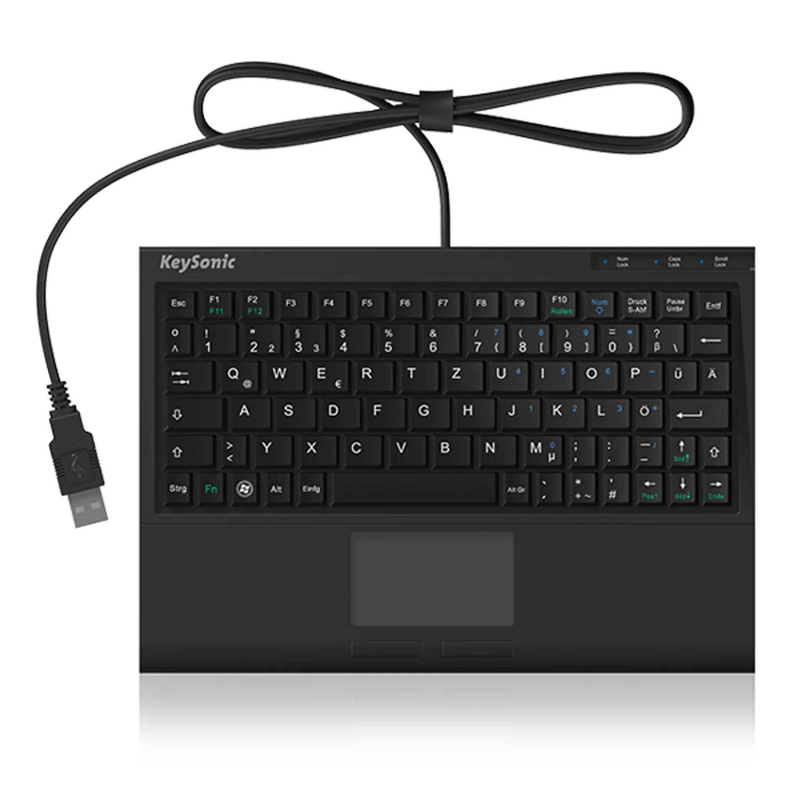 KeySonic ACK-3410 (DE) clavier Bureau USB QWERTZ Allemand Noir