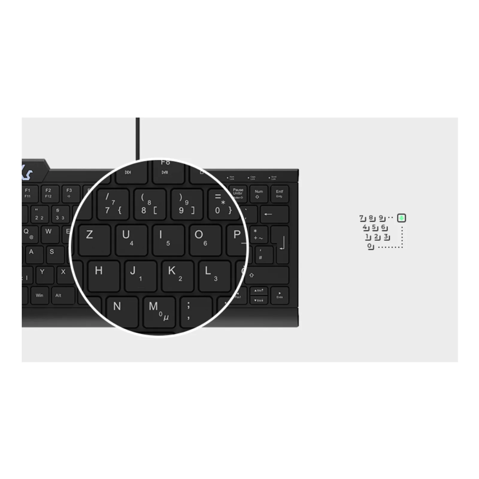 KeySonic KSK-5010ELC (DE) clavier Maison USB QWERTZ Allemand Noir
