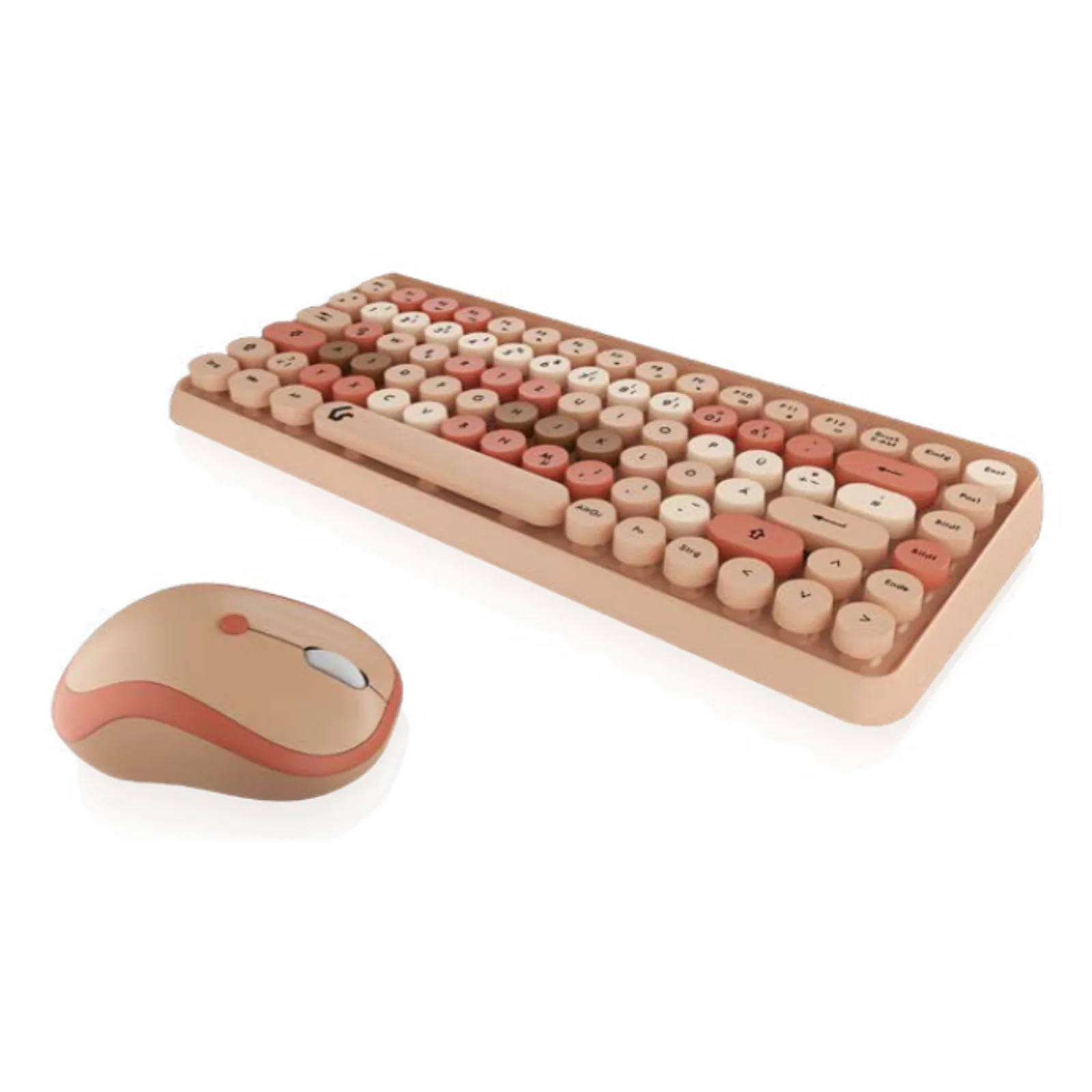 KSKM-5200M-RF (DE) clavier Souris incluse Bureau RF sans fil QWERTZ Allemand Beige, Marron, Rose