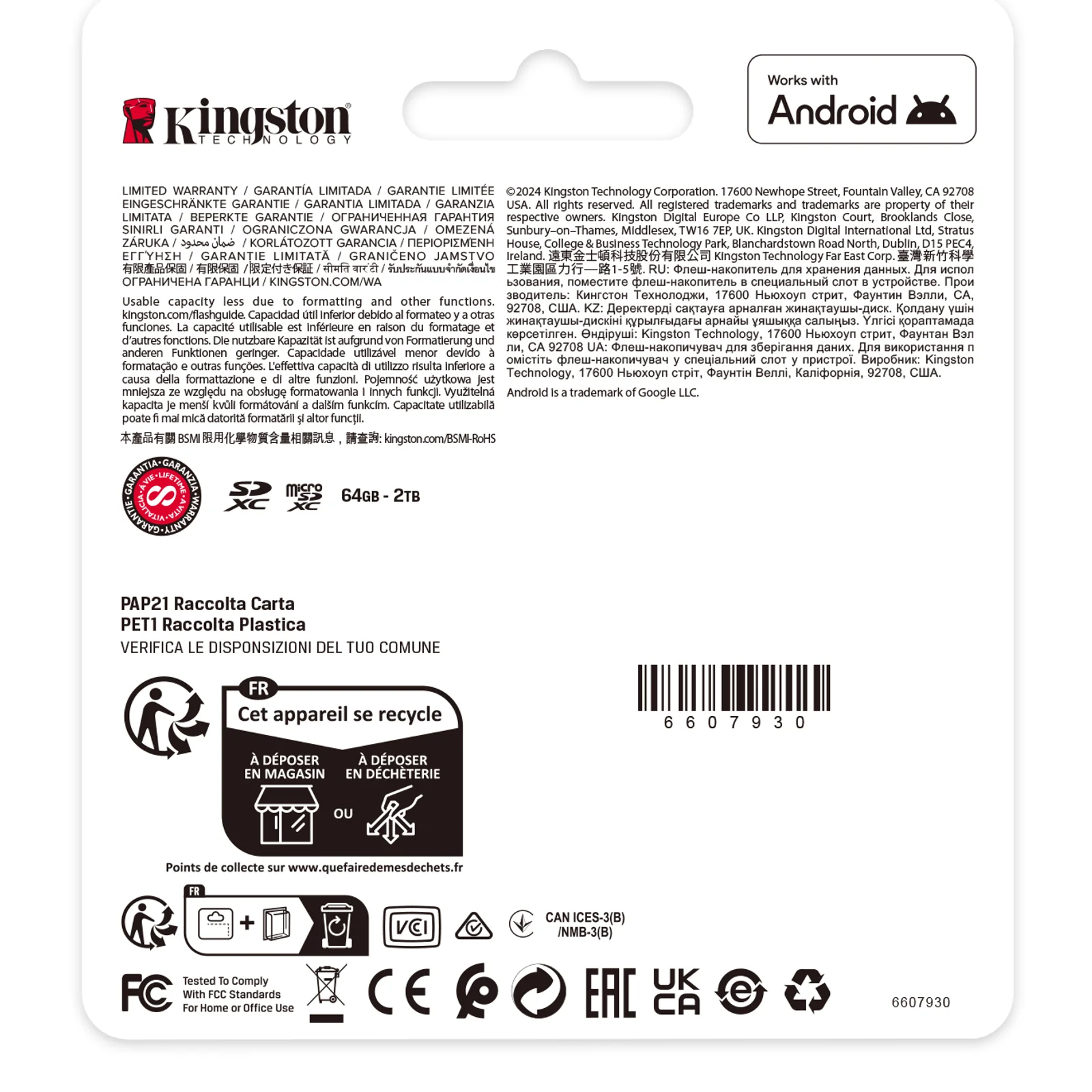 Kingston Technology 128GB microSDXC Canvas Select Plus Gen3 150MB/s A1 (Adaptateur SD inclus)