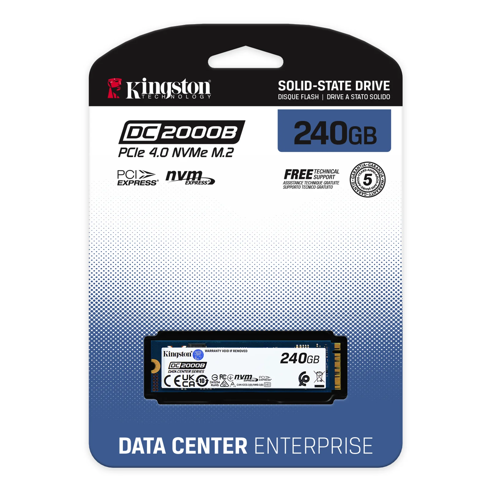 Kingston Technology 240G DC2000B PCIe 4.0 M.2 2280 Enterprise SSD (Sans radiateur de dissipation thermique)