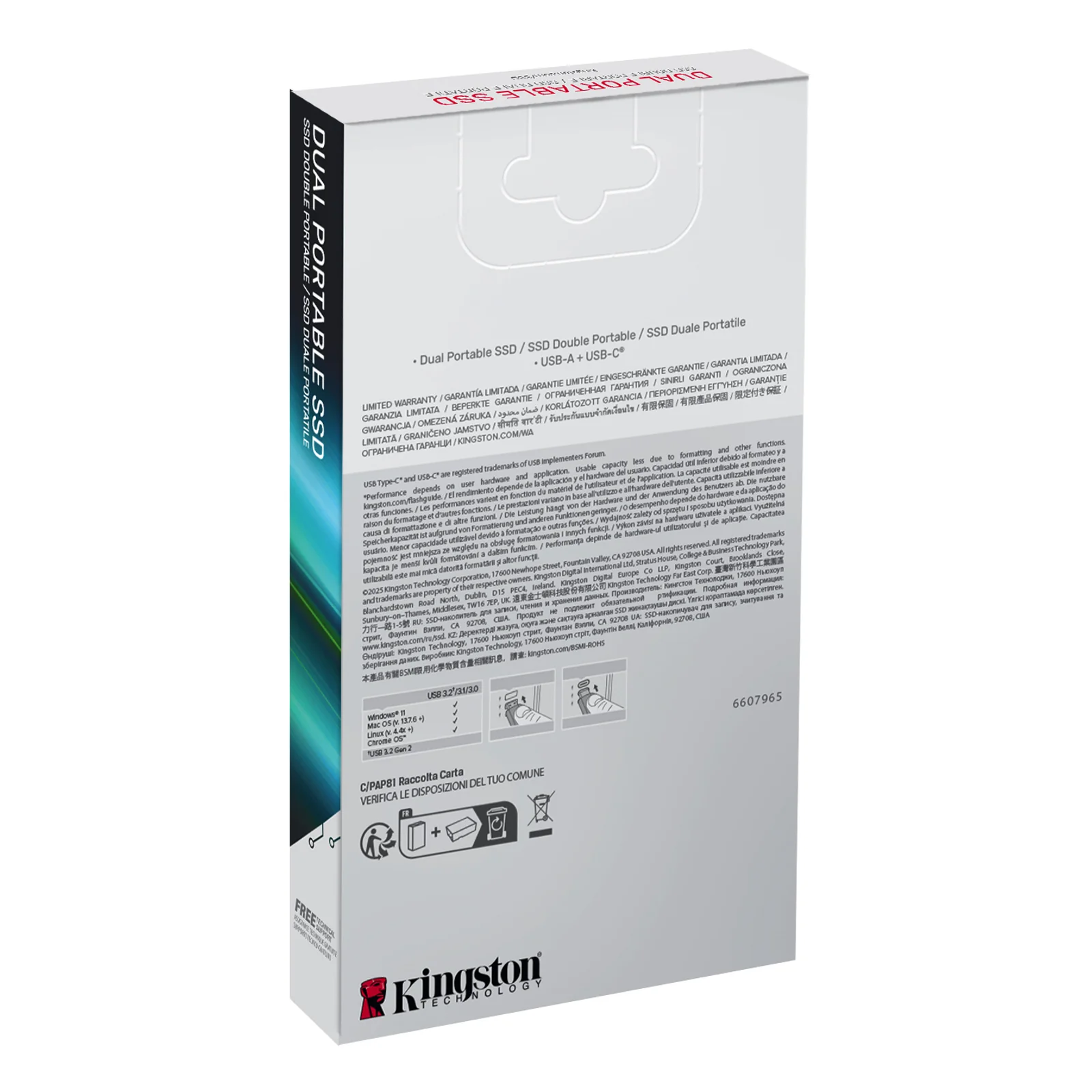 Kingston Technology 512GB Dual USB-A/C Portable SSD, Up to 1050MB/s USB 3.2 Gen 2