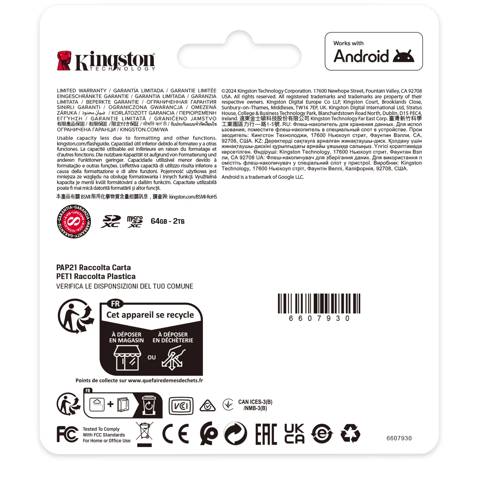 Kingston Technology 512GB micSDXC Canvas Select Plus Gen3 150R A1 (Adaptateur SD non inclus)