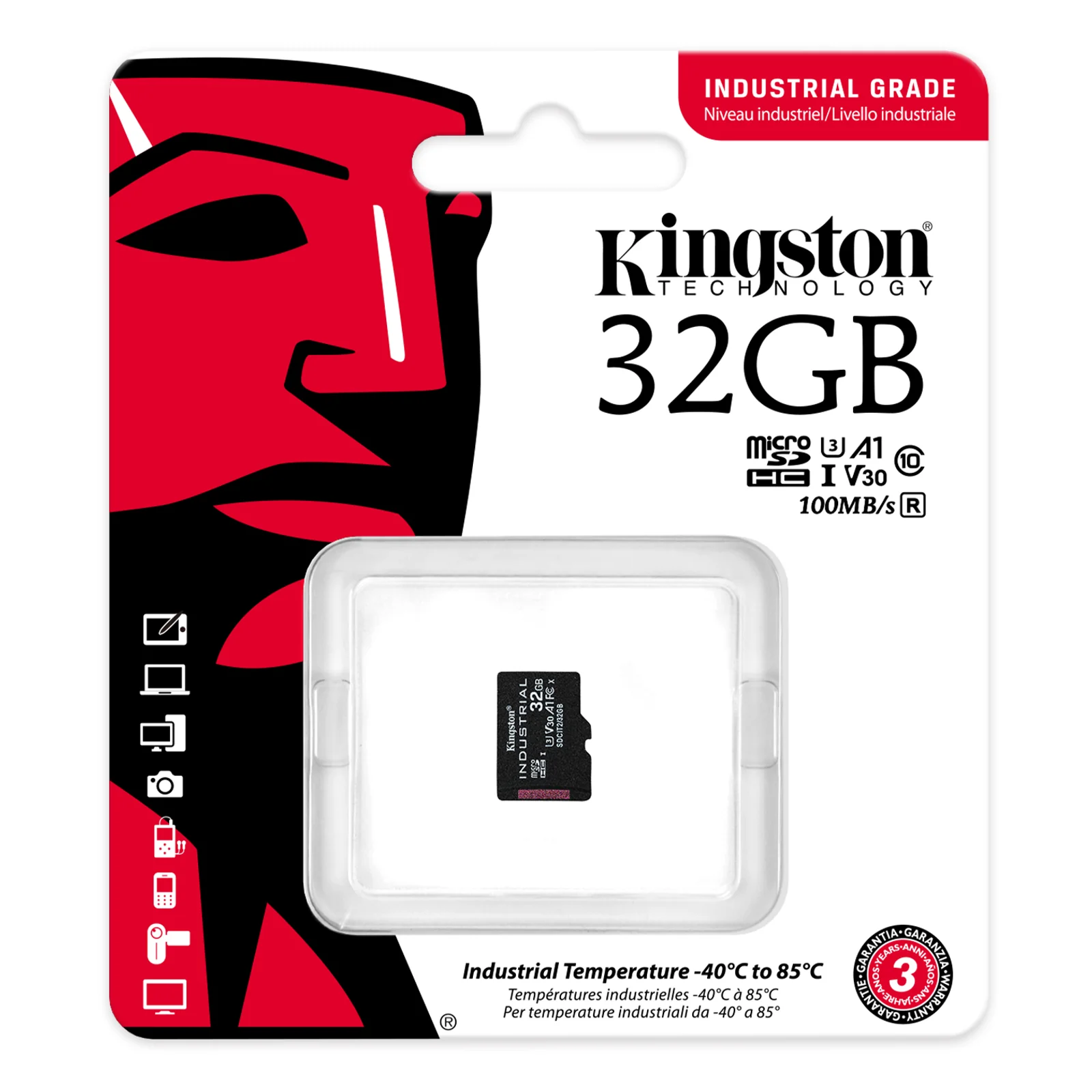 Kingston Technology Carte 32GB microSDHC Industrielle C10 A1 pSLC emballage individuel sans adaptateur