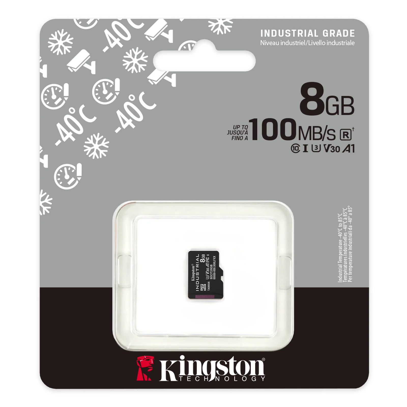 Kingston Technology Carte 8GB microSDHC Industrielle C10 A1 pSLC emballage individuel sans adaptateur