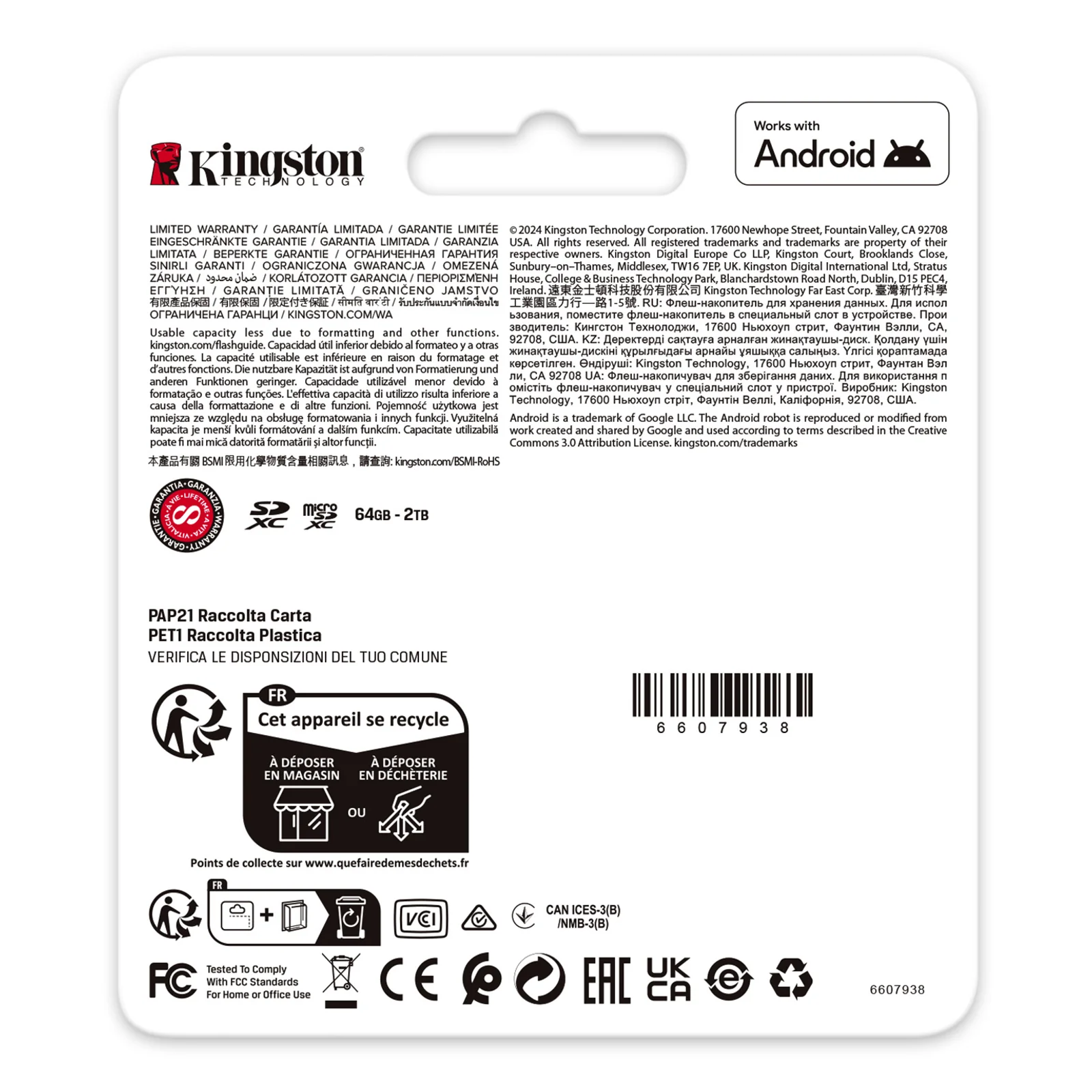 Kingston Technology Carte microSDXC Canvas Go Plus Gen4 200R A2 U3 de 128 Go, pack unique sans ADP