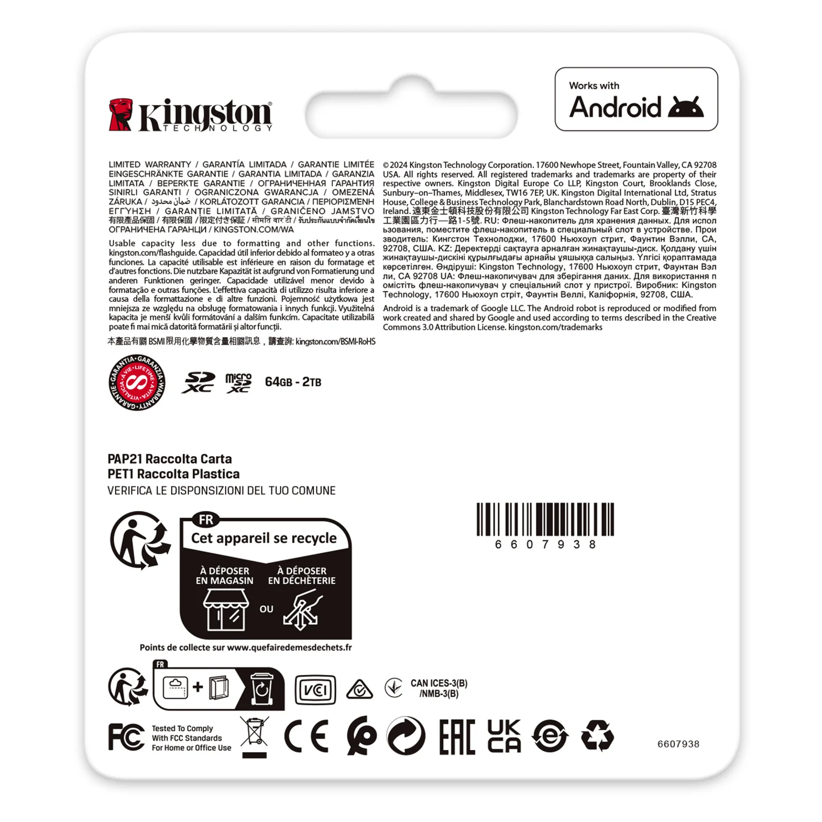 Kingston Technology Carte microSDXC Canvas Go Plus Gen4 200R A2 U3 de 64 Go, pack unique sans ADP