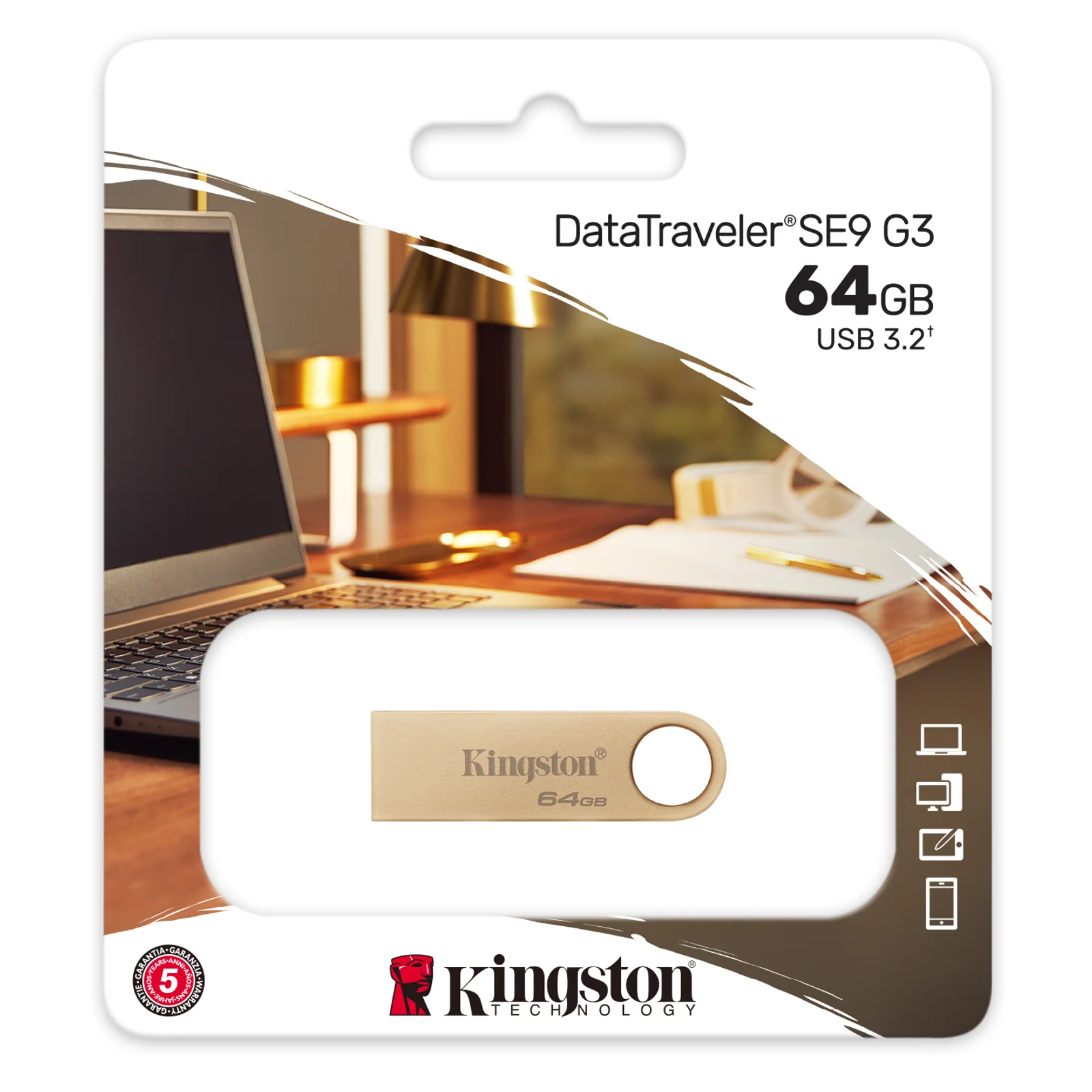 Kingston Technology DataTraveler 64Go 220Mo/s Clé USB 3.2 Gen 1 Métal SE9 G3
