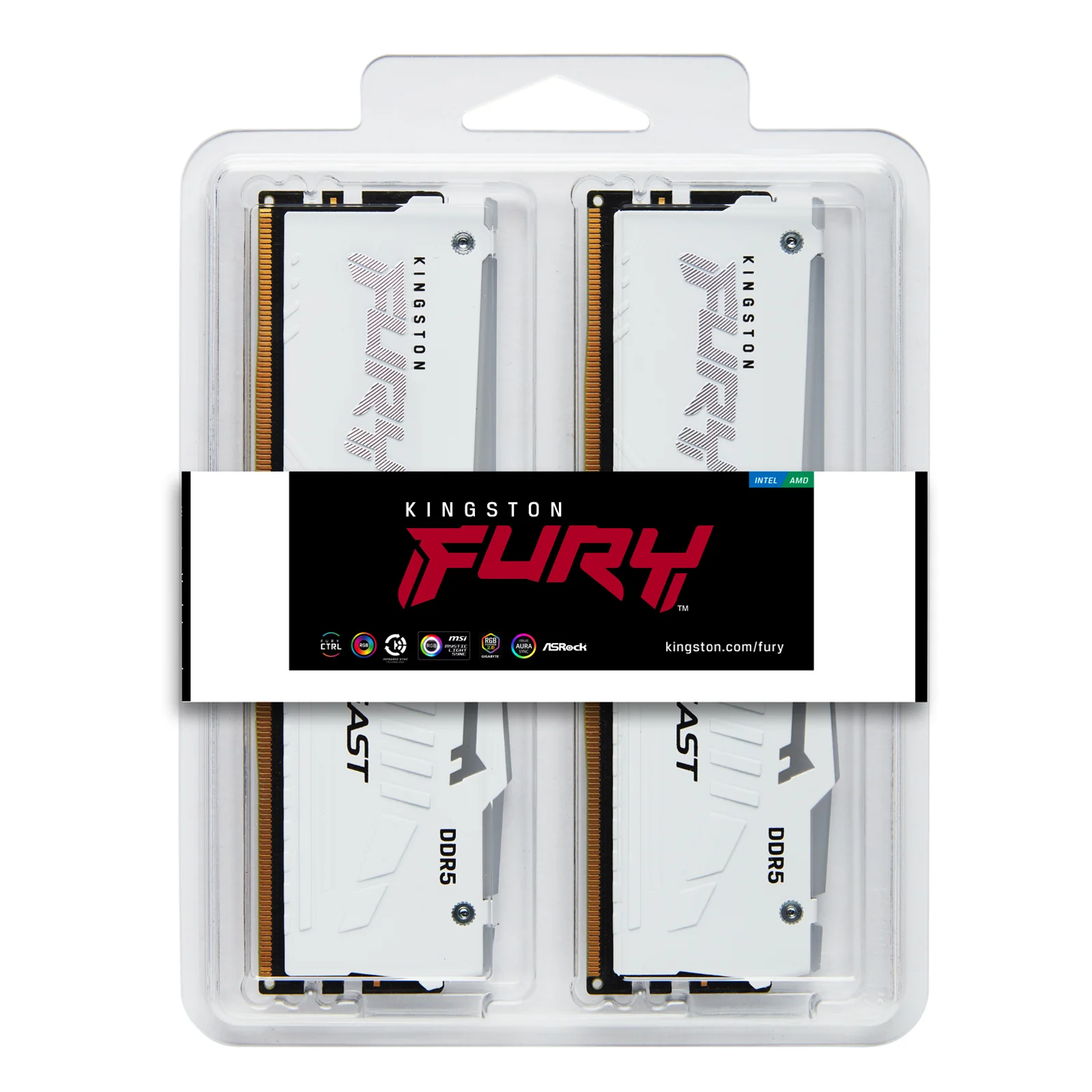 Kingston Technology FURY Beast 32GB 6000MT/s DDR5 CL30 DIMM (Kits de 2) White RGB EXPO
