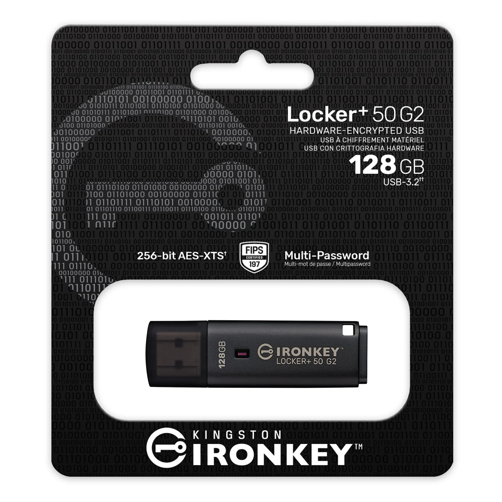 Kingston Technology IronKey 128 Go Locker Plus 50 G2, FIPS 197, AES-256