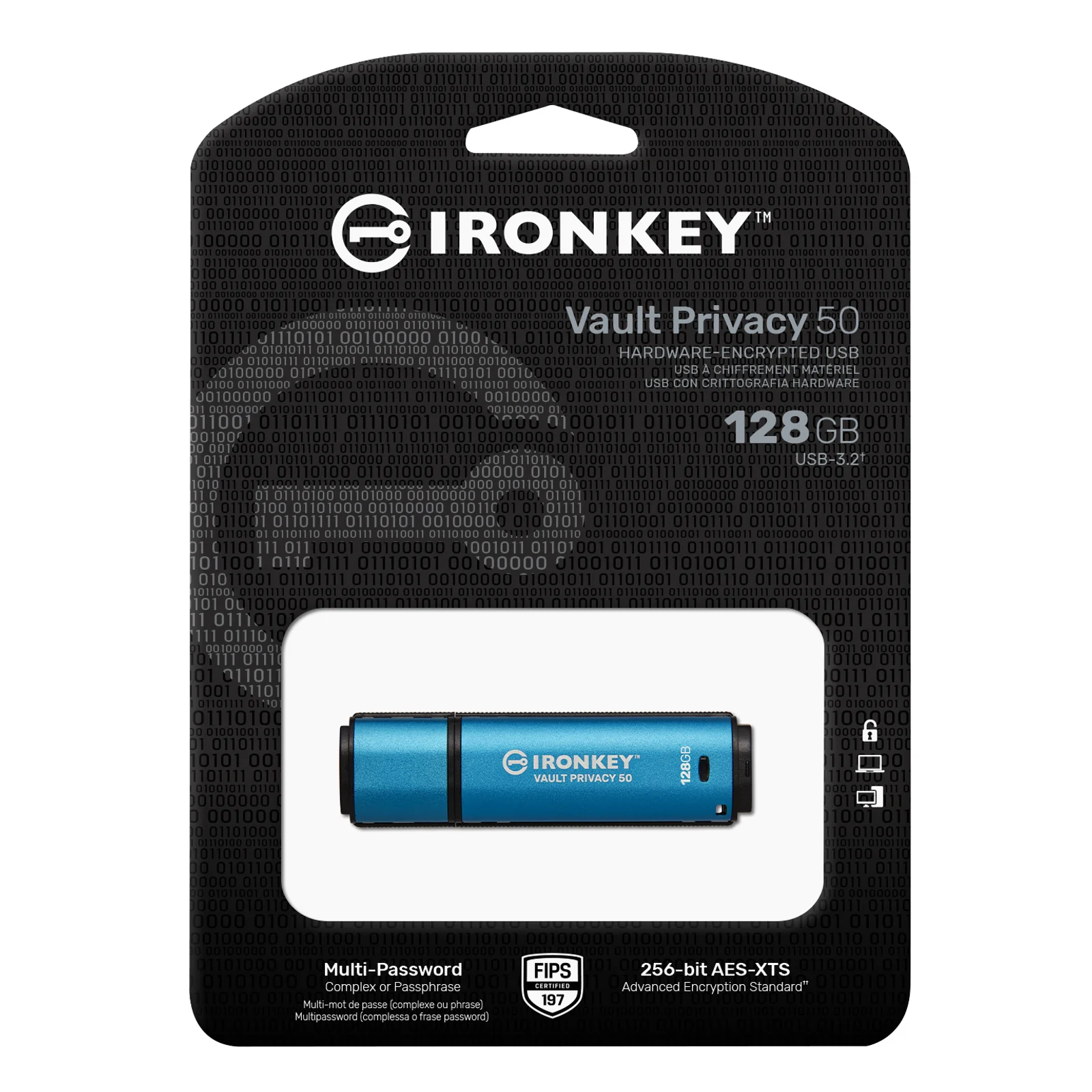 Kingston Technology IronKey 128Go Vault Privacy 50 chiffrée AES-256, FIPS 197