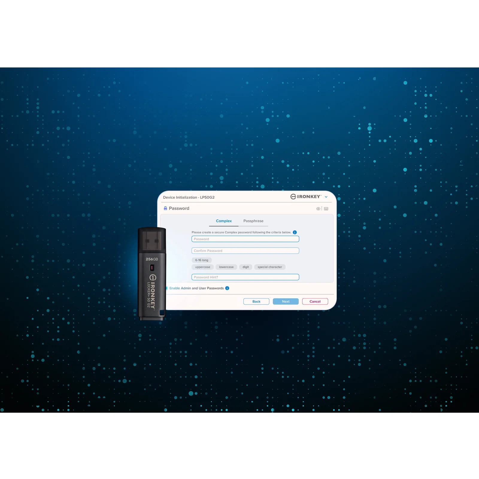 Kingston Technology IronKey 256 Go Locker Plus 50 G2, FIPS 197, AES-256