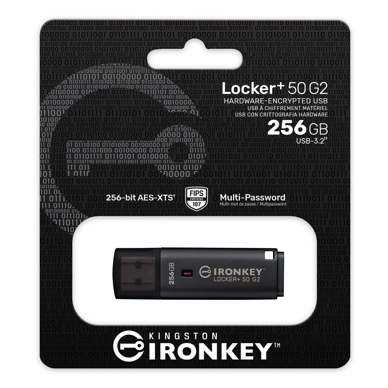 Kingston Technology IronKey 256 Go Locker Plus 50 G2, FIPS 197, AES-256