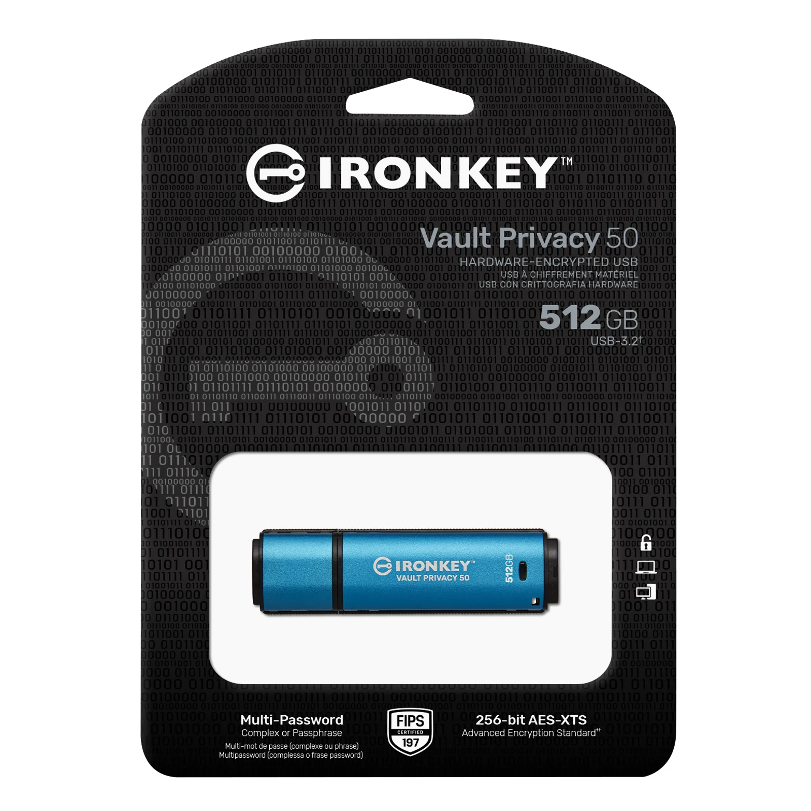 Kingston Technology IronKey 512Go Vault Privacy 50 chiffrée AES-256, FIPS 197