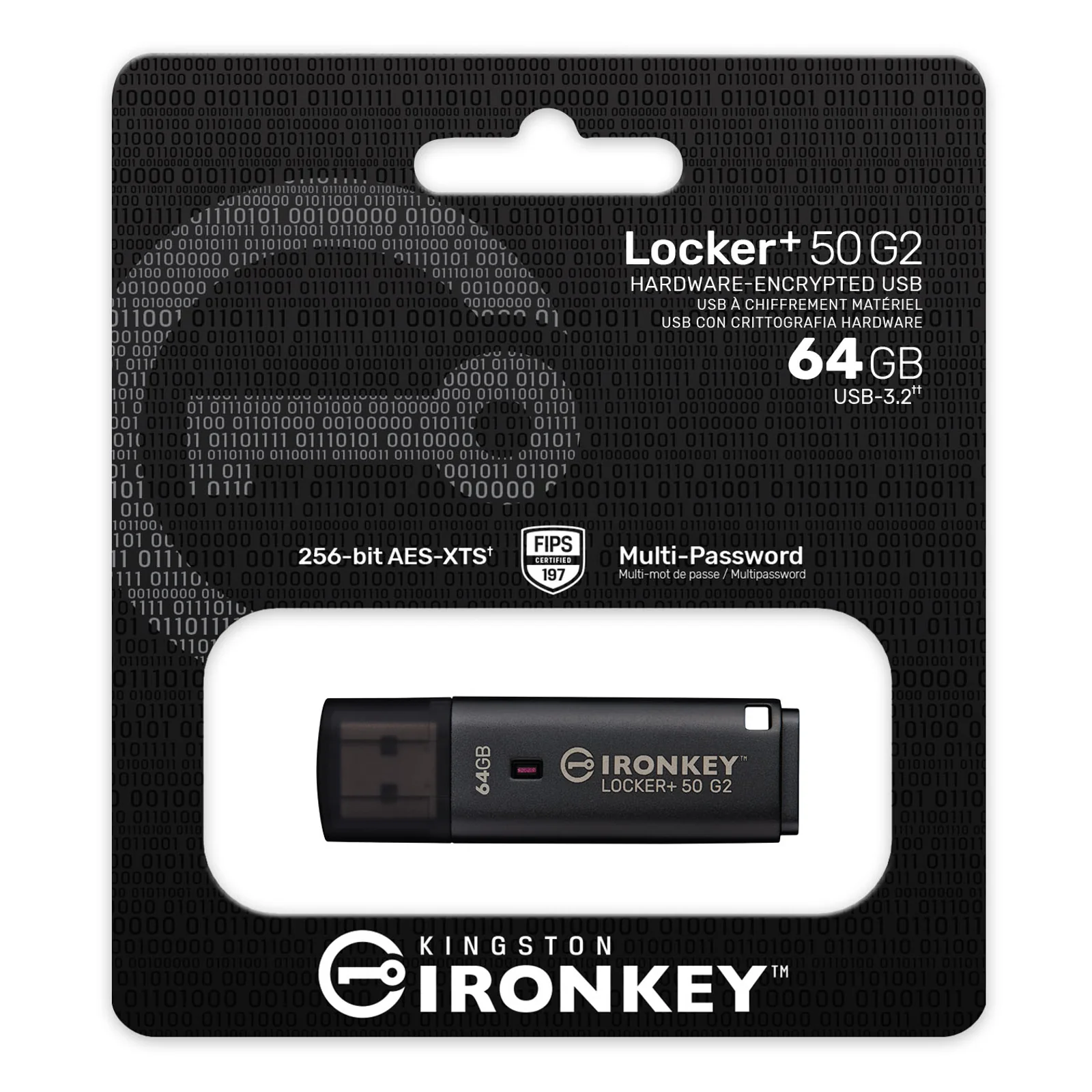 Kingston Technology IronKey 64 Go Locker Plus 50 G2, FIPS 197, AES-256
