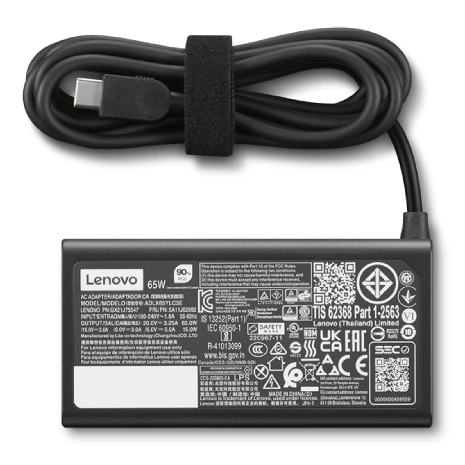Lenovo 4X21S91187 adaptateur de puissance & onduleur Intérieure 65 W Noir