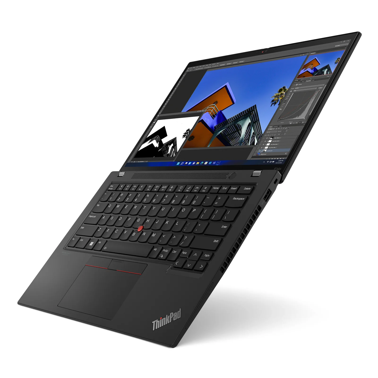 Lenovo ThinkPad P14s Gen 4 (Intel) Intel® Core™ i5 i5-1340P Station de travail mobile 35,6 cm (14") 2.8K 16 Go DDR5-SDRAM 512 Go SSD Wi-Fi 6E (802.11ax) Windows 11 Pro Allemand Noir