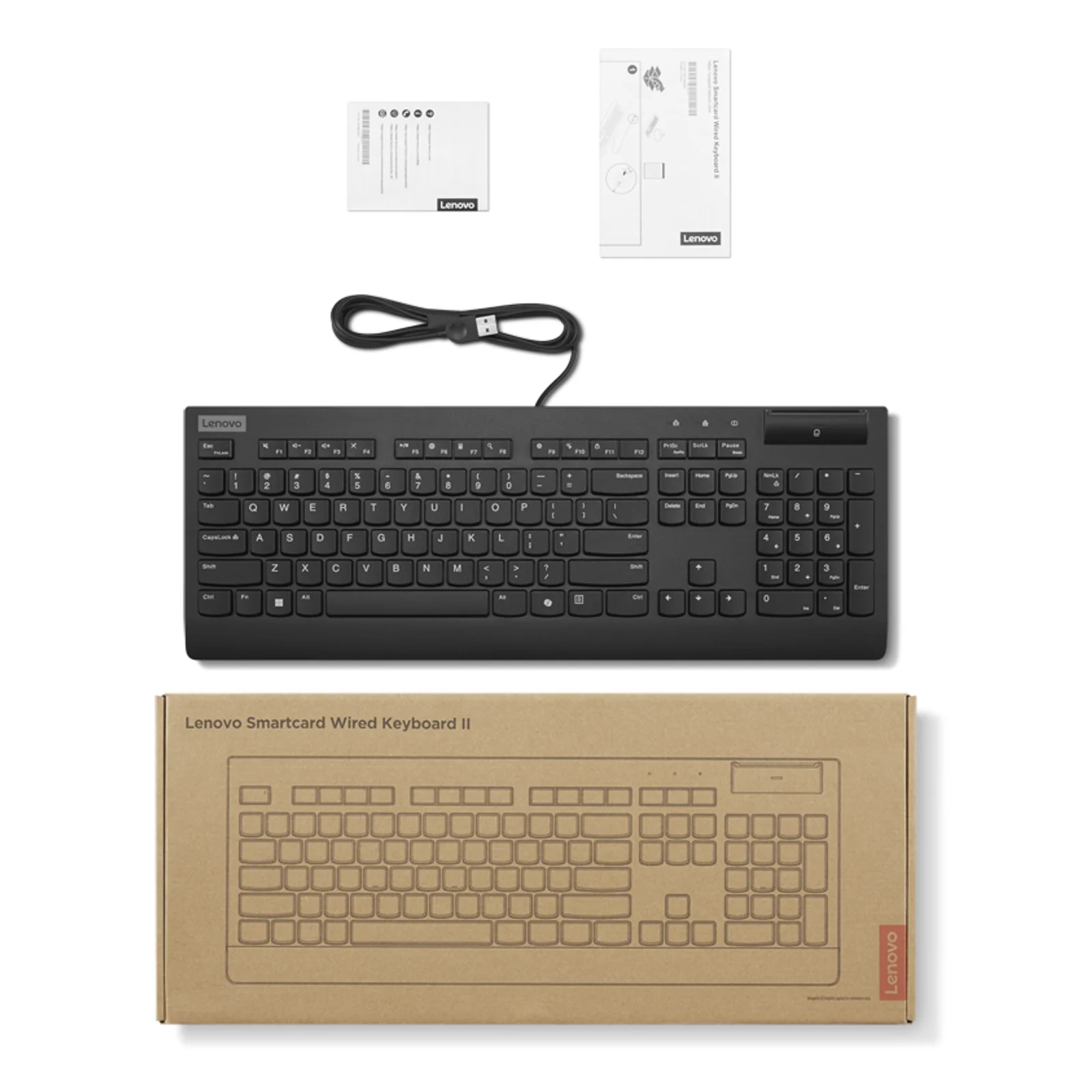 Lenovo Smartcard Wired keyboard II clavier Bureau USB Allemand Noir