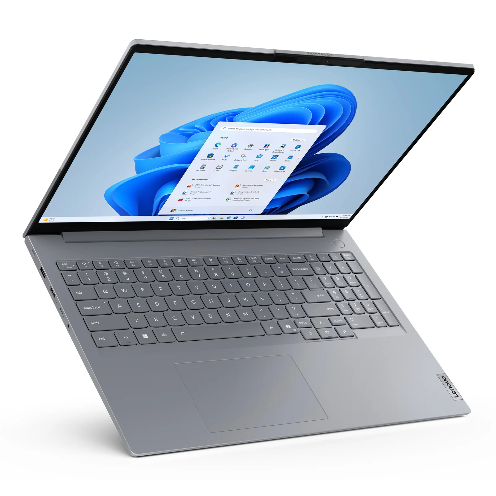 Lenovo ThinkBook 16 G8 IAL Intel Core Ultra 5 135H Ordinateur portable 40,6 cm (16") WUXGA 16 Go DDR5-SDRAM 512 Go SSD Wi-Fi 6E (802.11ax) Windows 11 Pro Français Gris