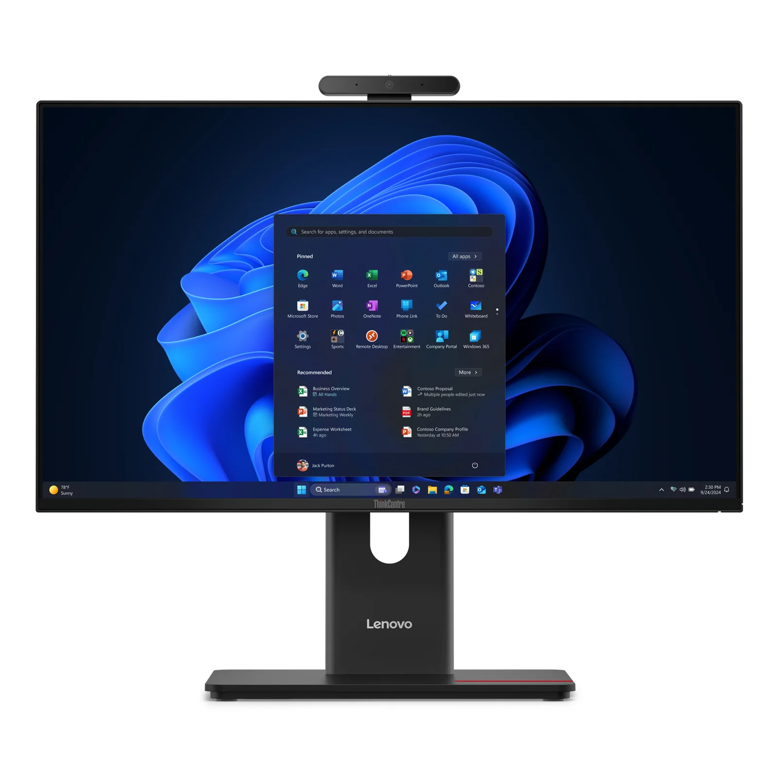 ThinkCentre M70a Gen 6 Intel Core Ultra 5 235T 60,5 cm (23.8") 1920 x 1080 pixels PC All-in-One 16 Go DDR5-SDRAM 512 Go SSD Windows 11 Pro Wi-Fi 6E (802.11ax) Noir